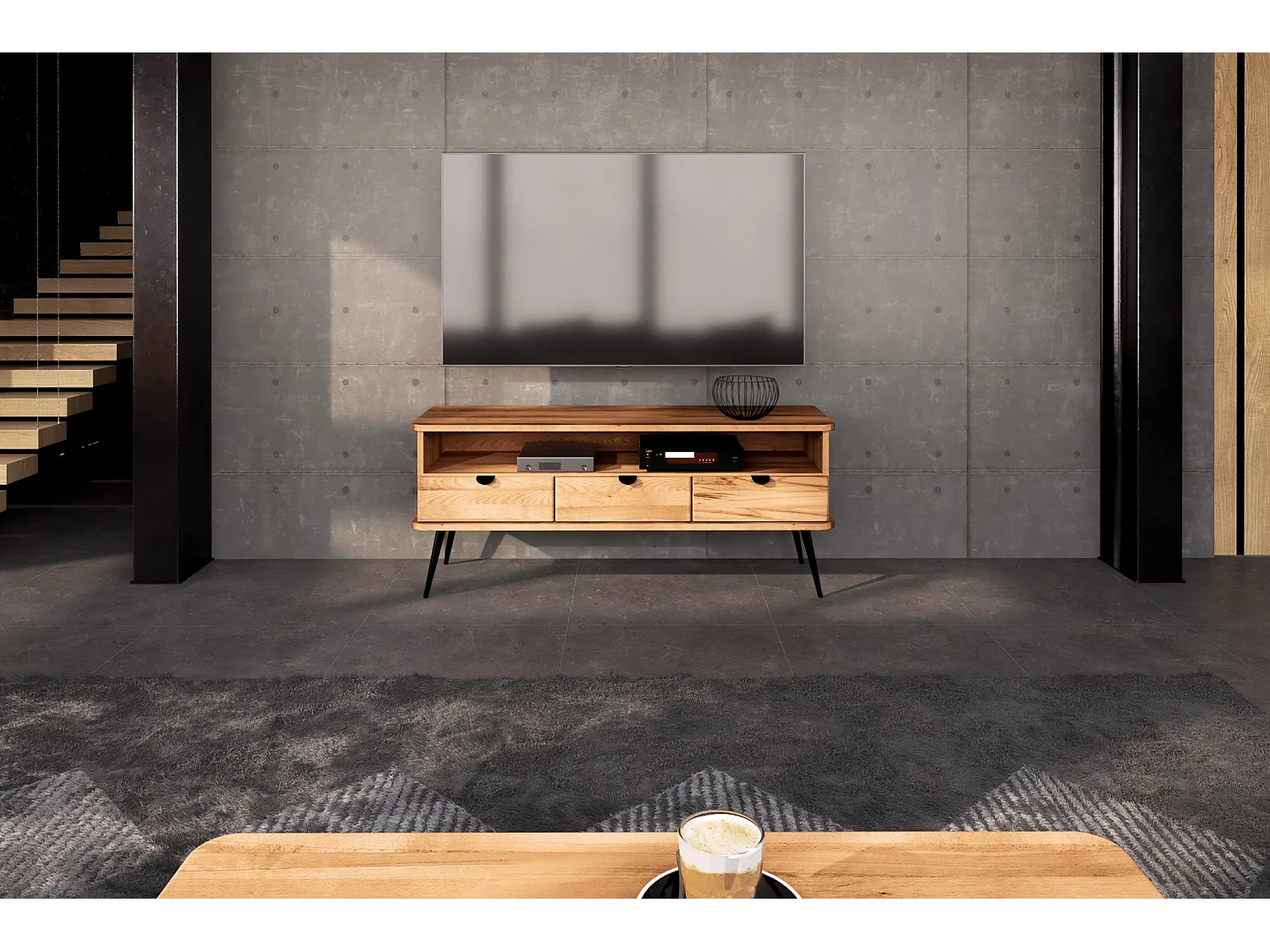 KULA - TV-Möbel mit Schublade aus Kernbuche naturgeölt