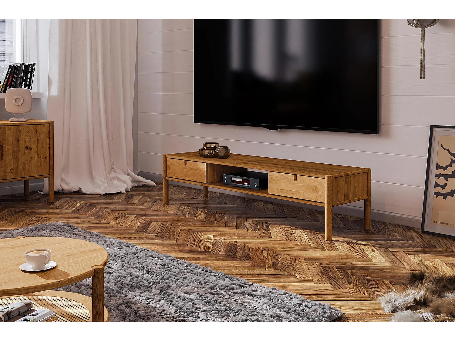 POLA - TV-Möbel mit Schubladen aus Wildeiche naturgeölt