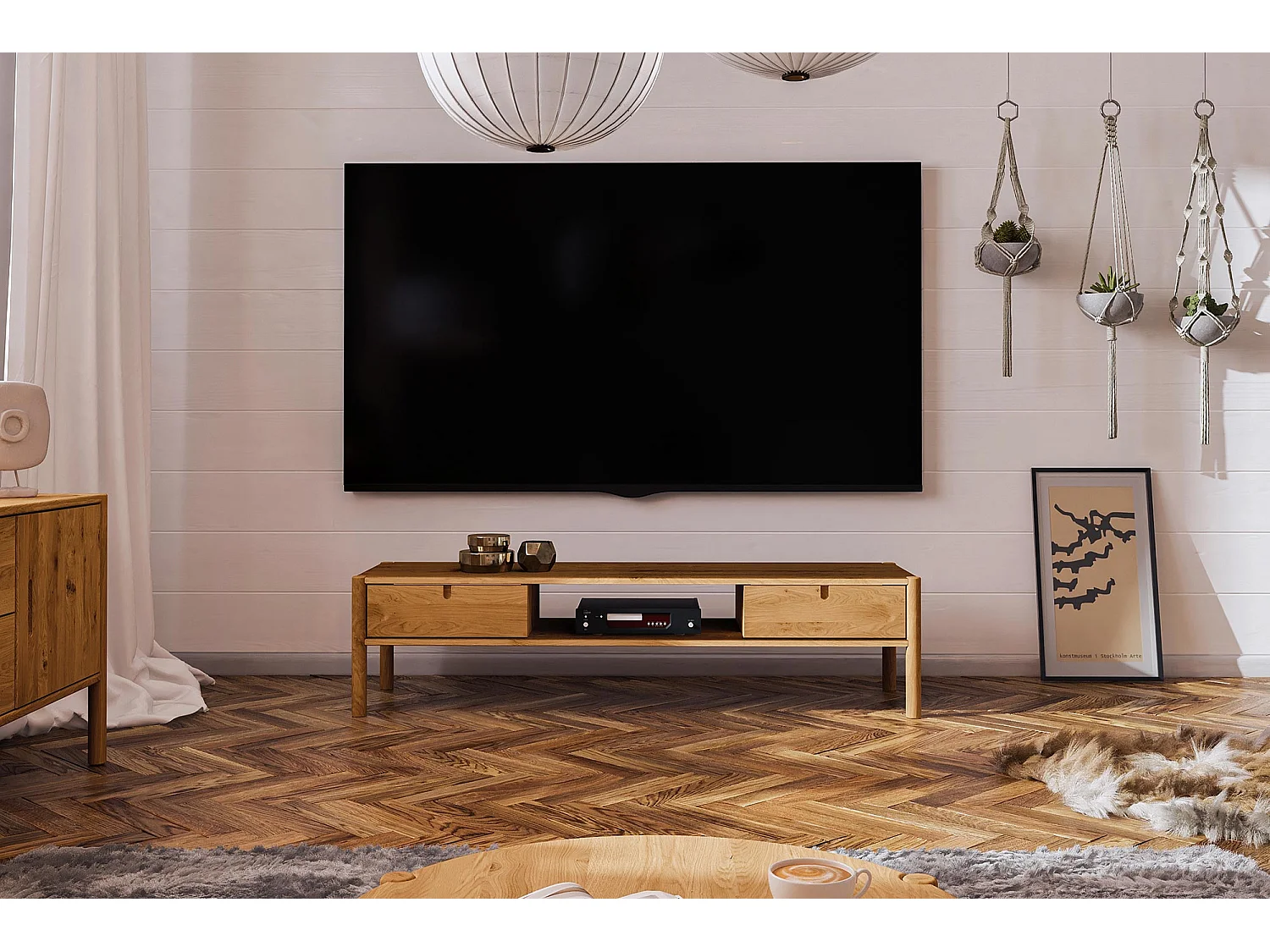 POLA - TV-Möbel mit Schubladen aus Wildeiche naturgeölt