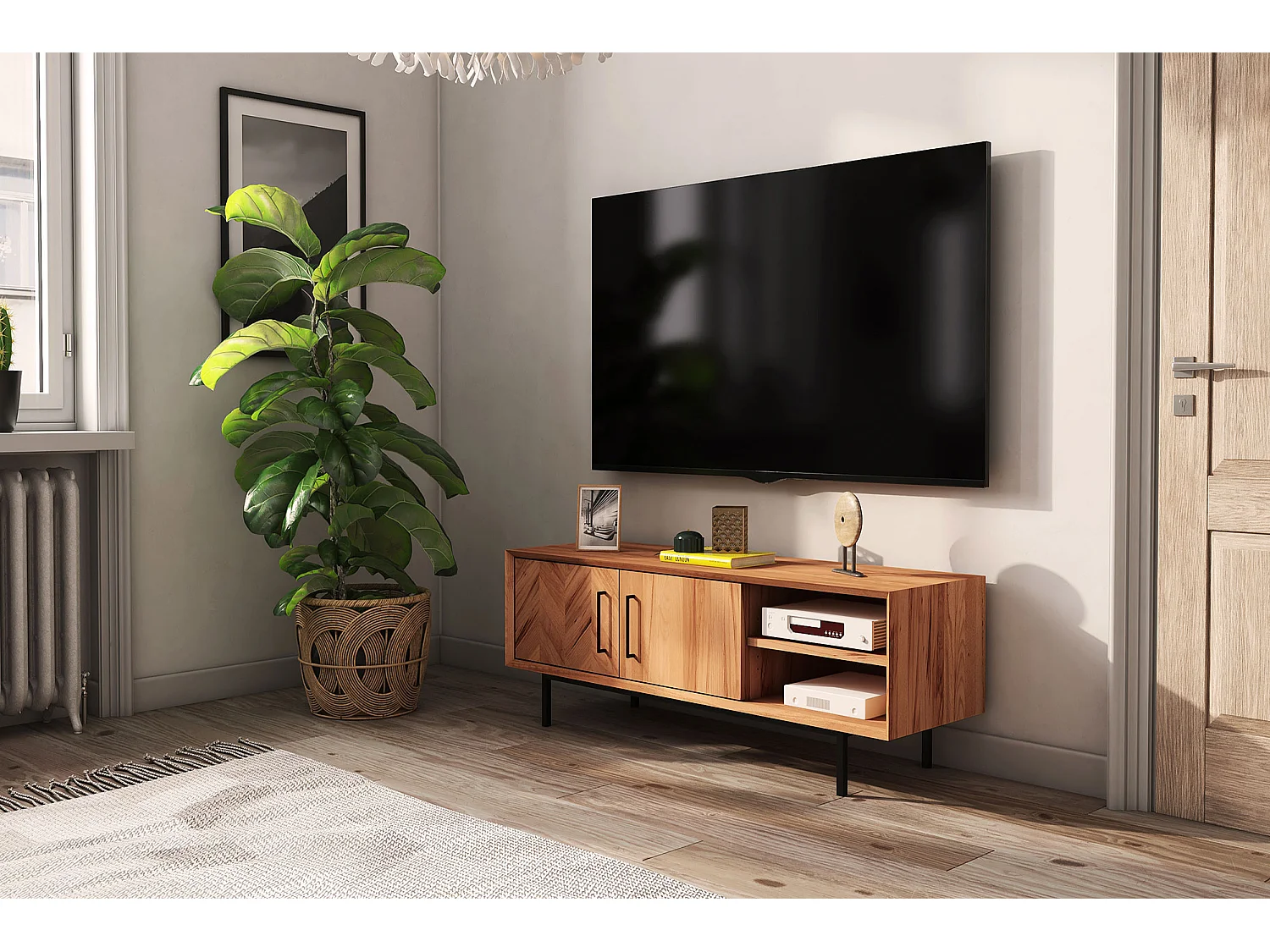 ABIES - TV-Möbel mit Holztüren aus Kernbuche naturgeölt