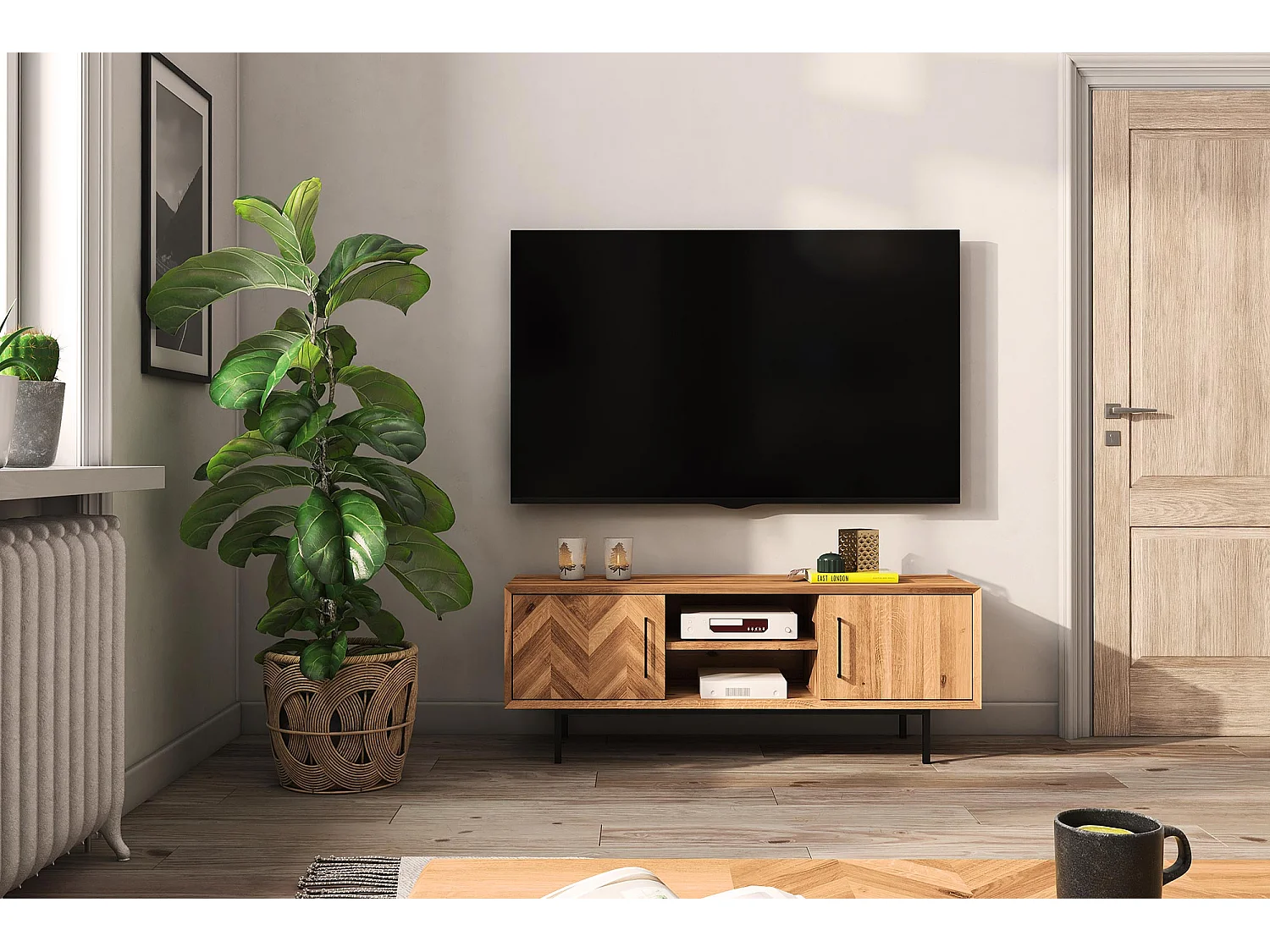 ABIES - TV-Möbel mit Holztüren aus Wildeiche naturgeölt