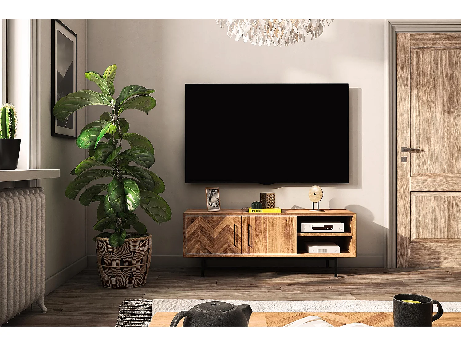 ABIES - TV-Möbel mit Holztüren aus Wildeiche naturgeölt