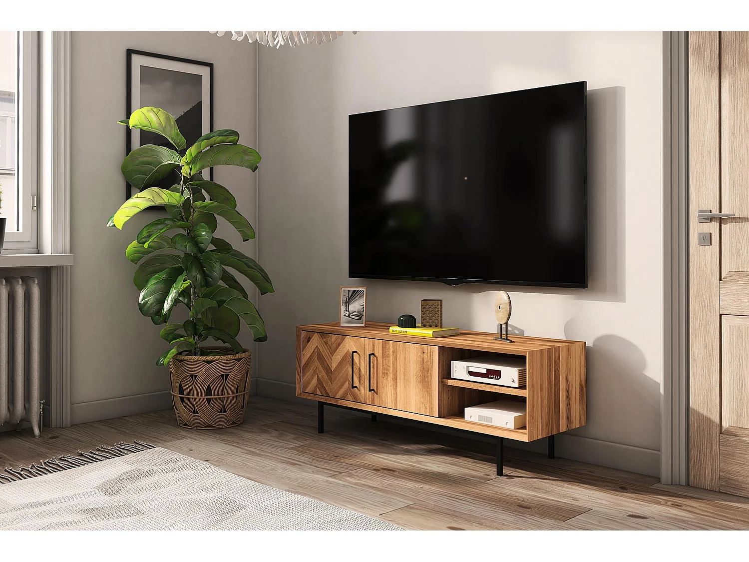 ABIES - TV-Möbel mit Holztüren aus Wildeiche naturgeölt