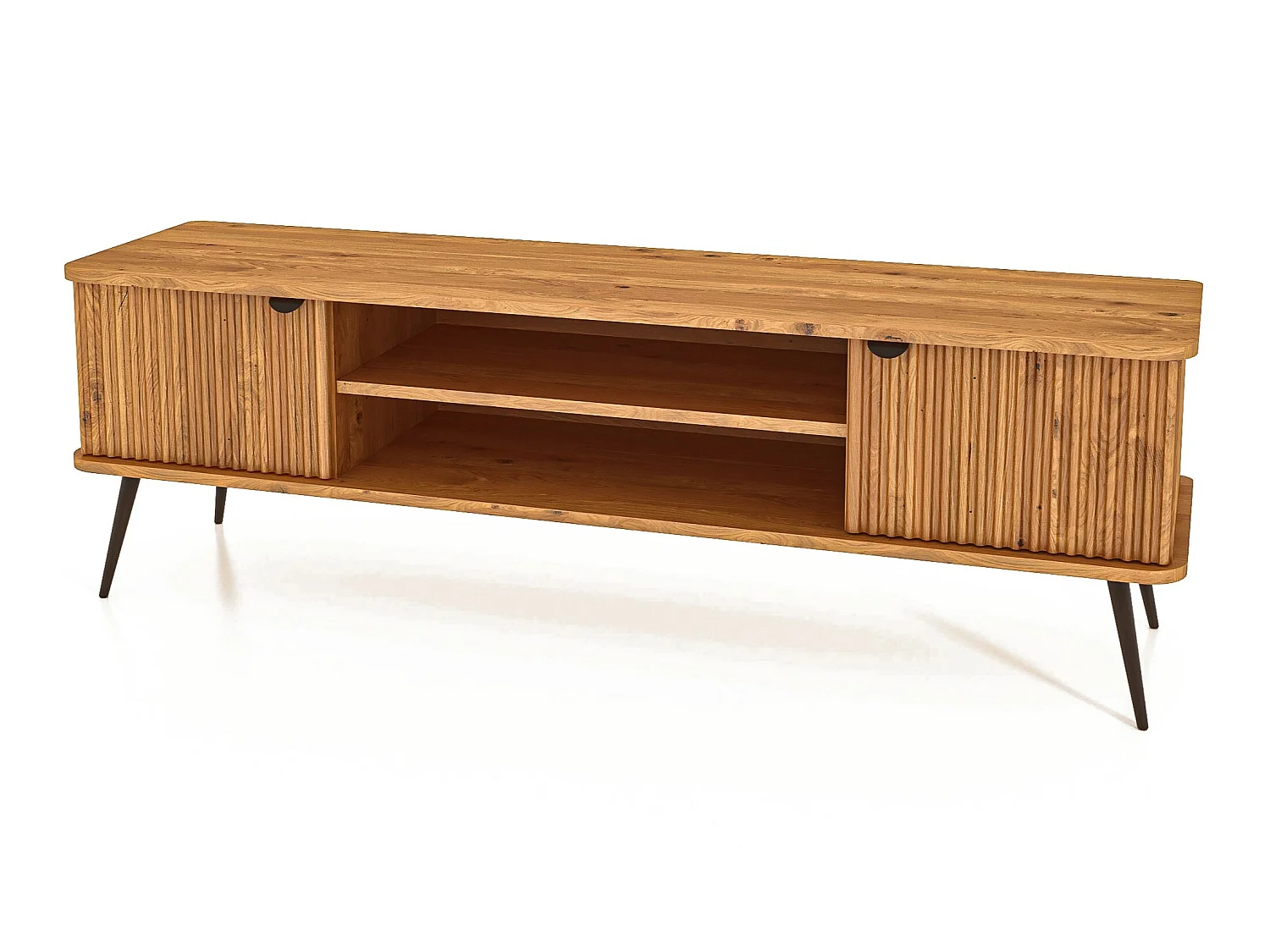 KULA - TV-Möbel mit Welltüren aus Wildeiche naturgeölt