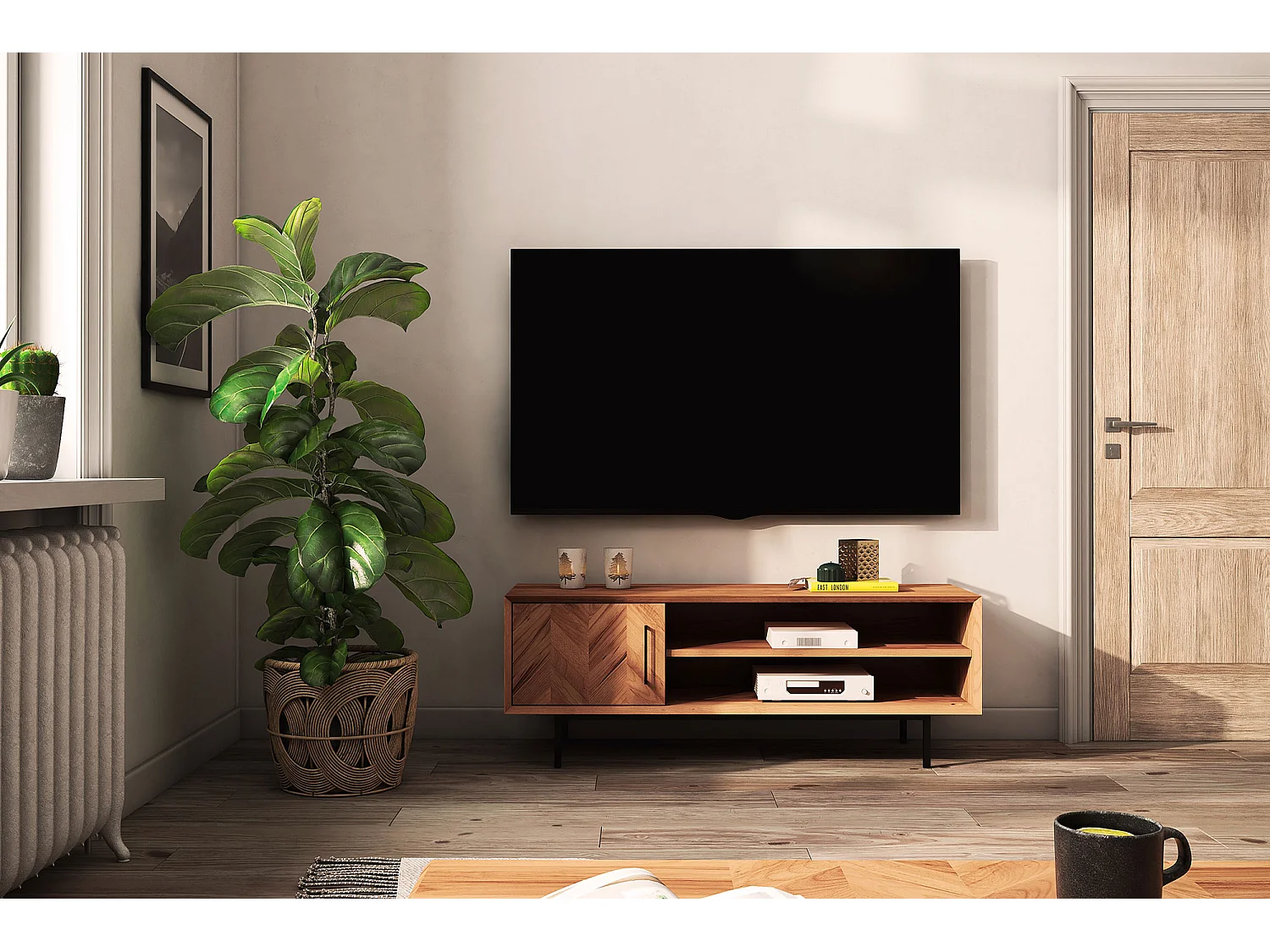 ABIES - TV-Möbel mit Holztüren aus Kernbuche naturgeölt