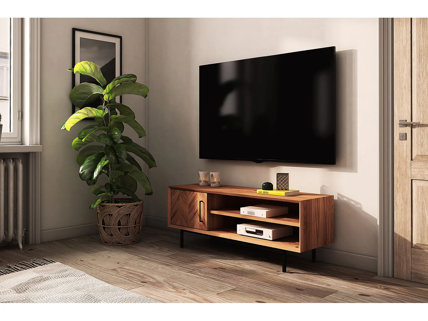 ABIES - TV-Möbel mit Holztüren aus Kernbuche naturgeölt