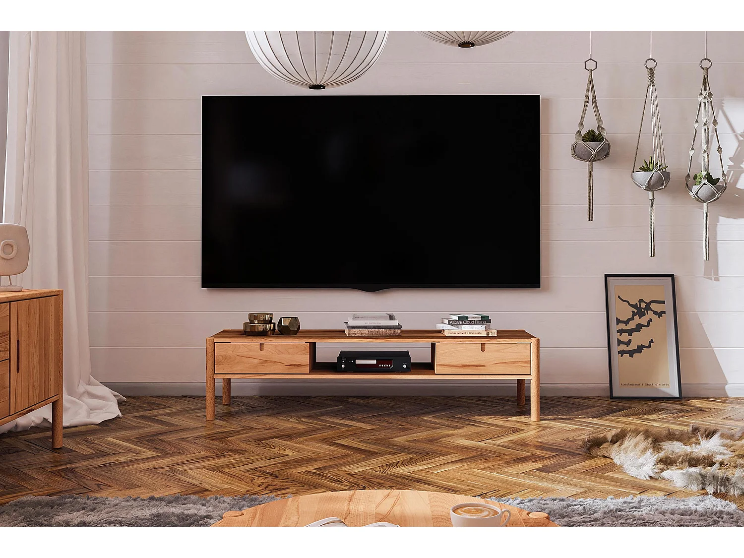 POLA - TV-Möbel mit Schubladen aus Kernbuche naturgeölt