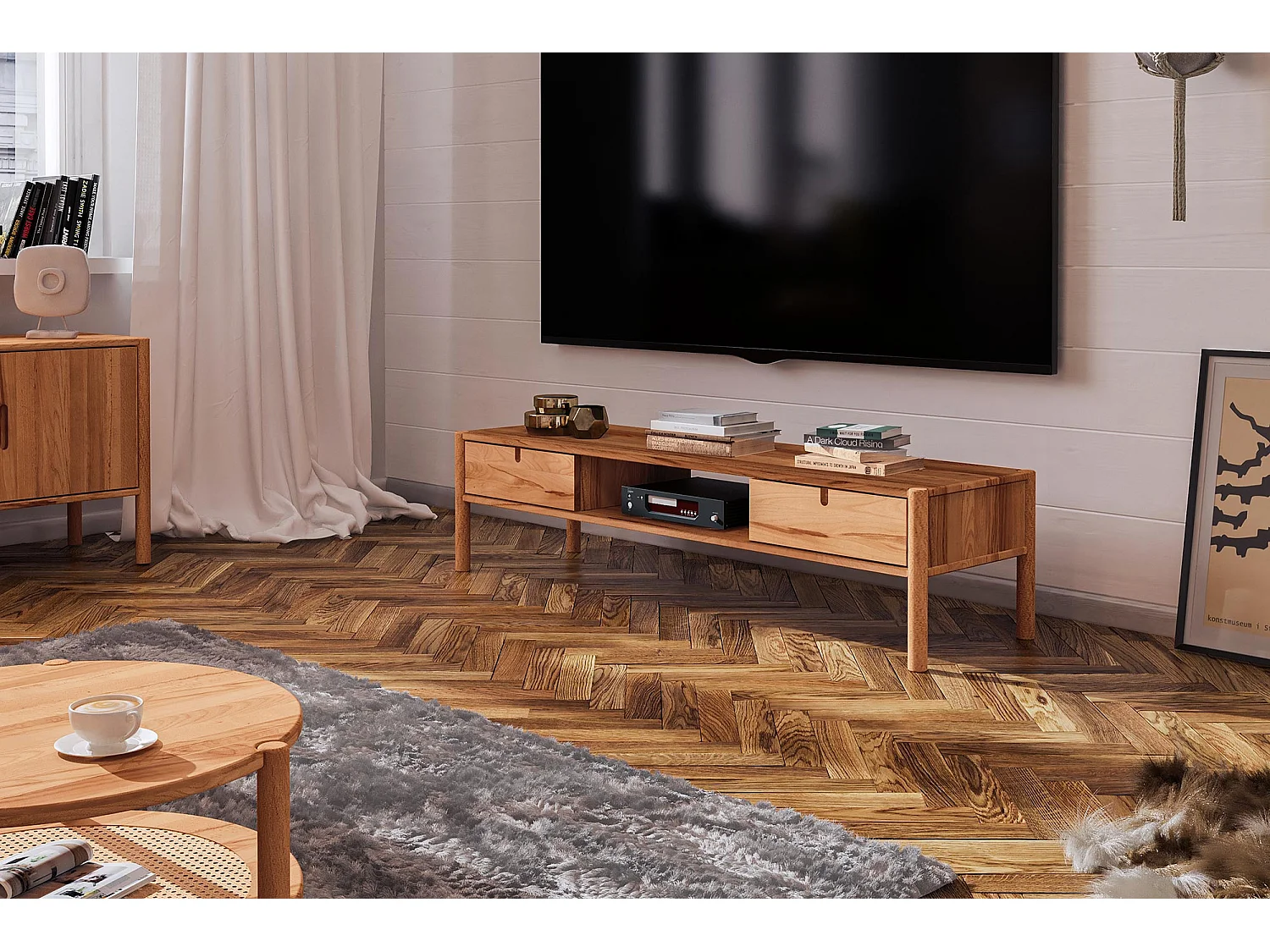 POLA - TV-Möbel mit Schubladen aus Kernbuche naturgeölt