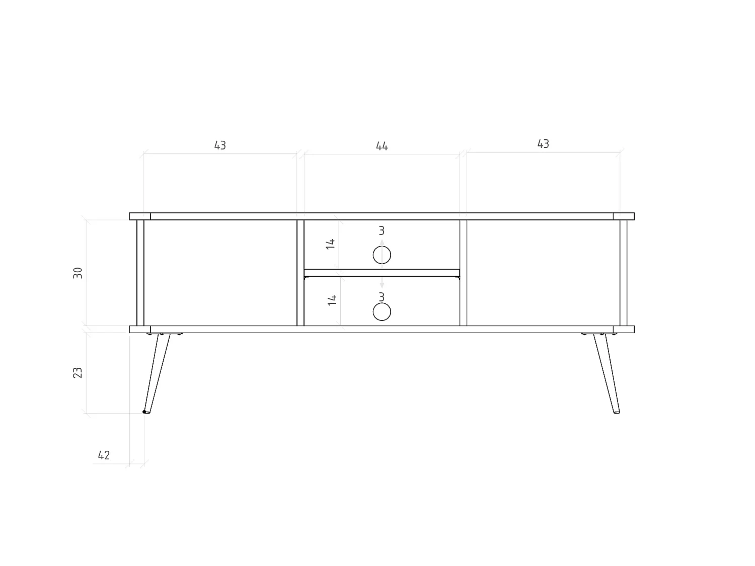 KULA - TV-Möbel mit Welltüren aus Kernbuche naturgeölt