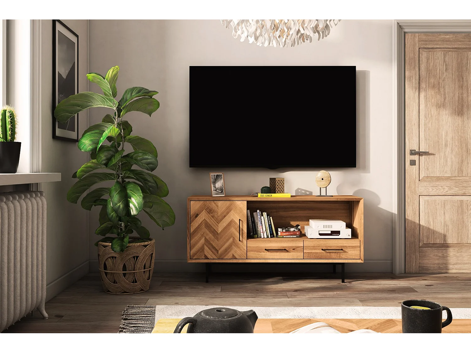 ABIES - TV-Möbel mit Schublade aus Wildeiche naturgeölt