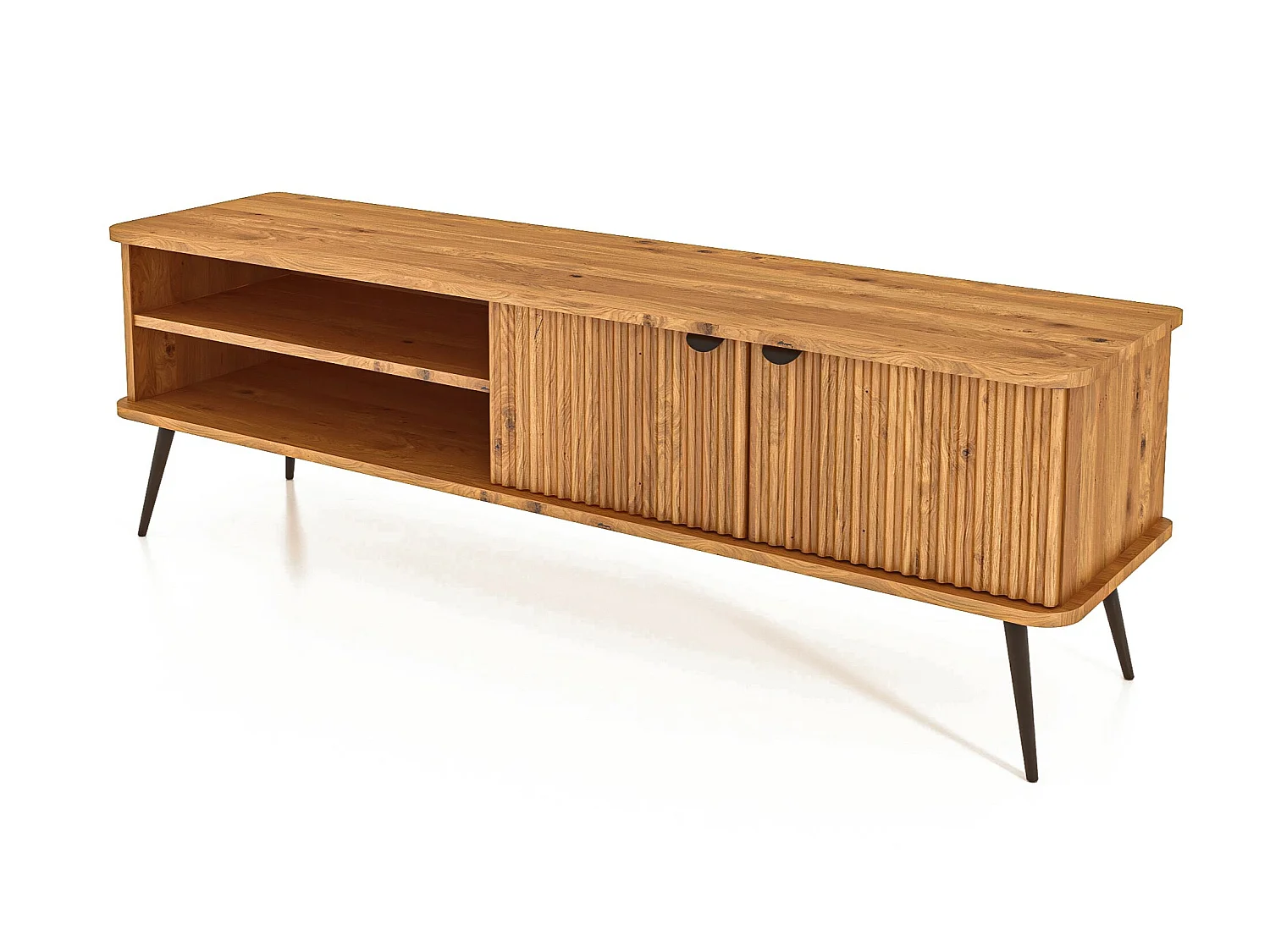 KULA - TV-Möbel mit Welltüren aus Wildeiche naturgeölt