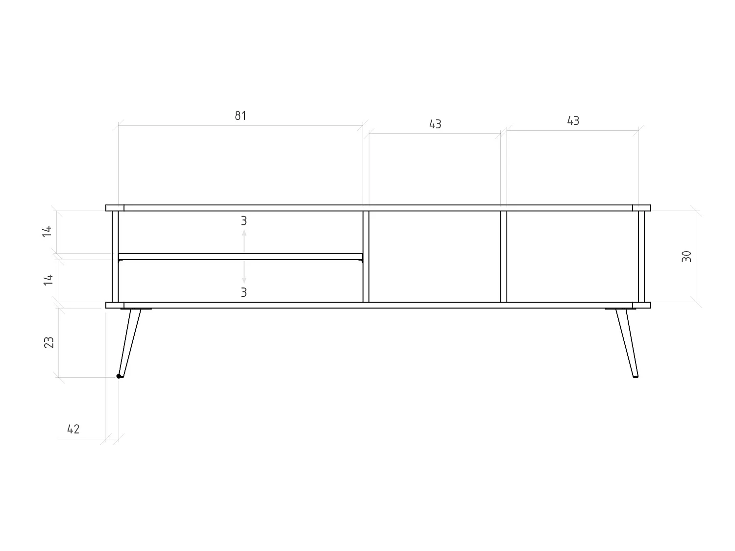 KULA - TV-Möbel mit Welltüren aus Wildeiche naturgeölt