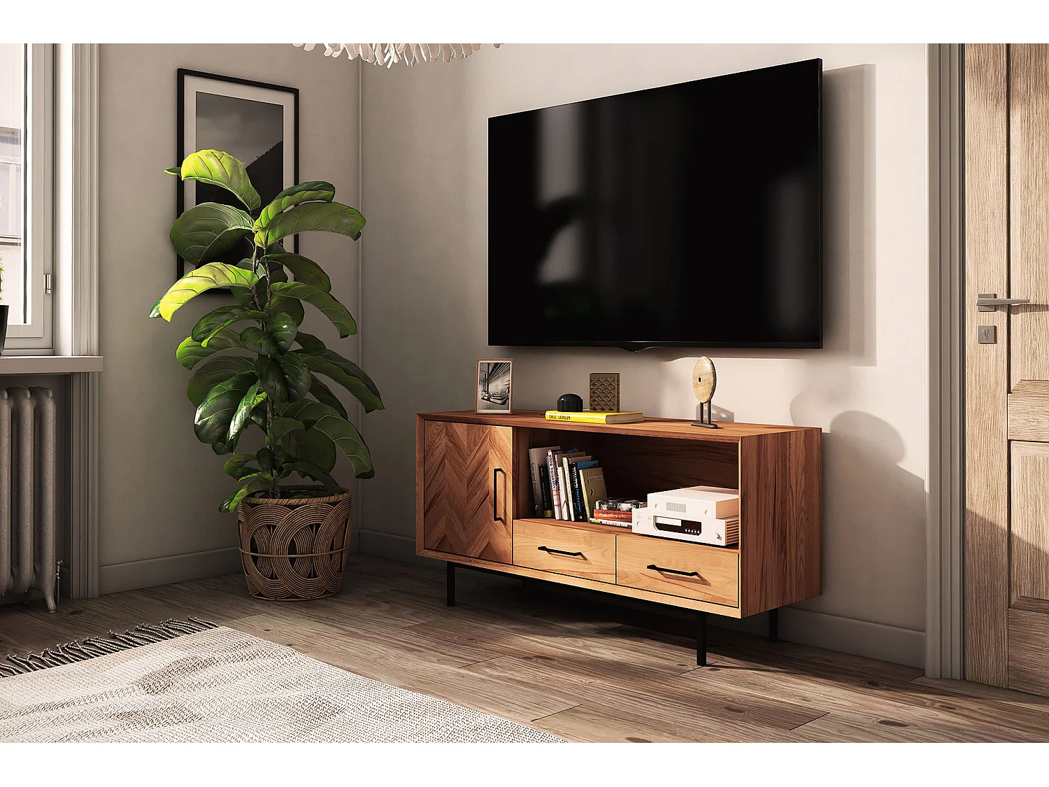 ABIES - TV-Möbel mit Schublade aus Kernbuche naturgeölt