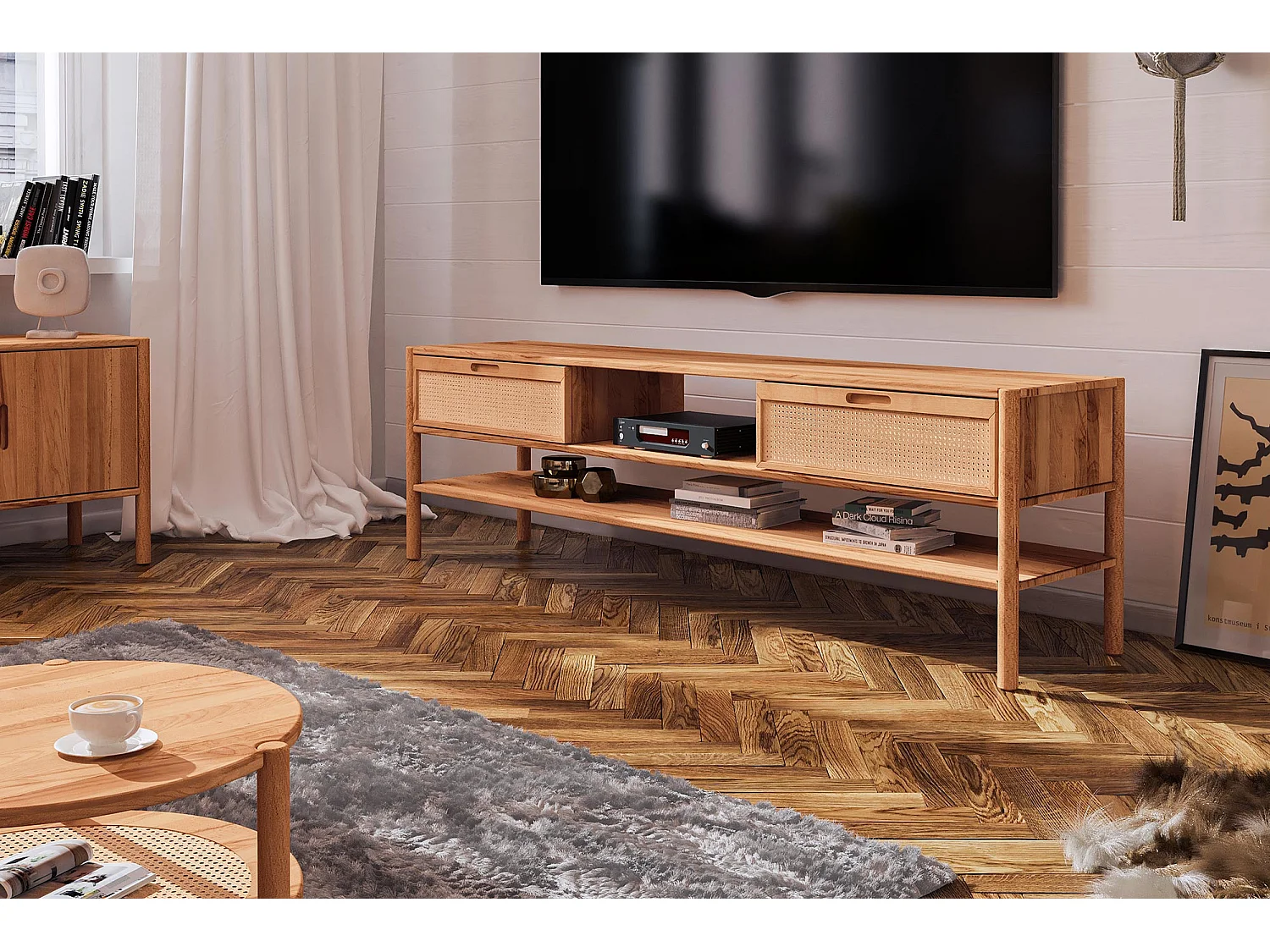 POLA - TV-Möbel mit Schubladen aus Kernbuche naturgeölt