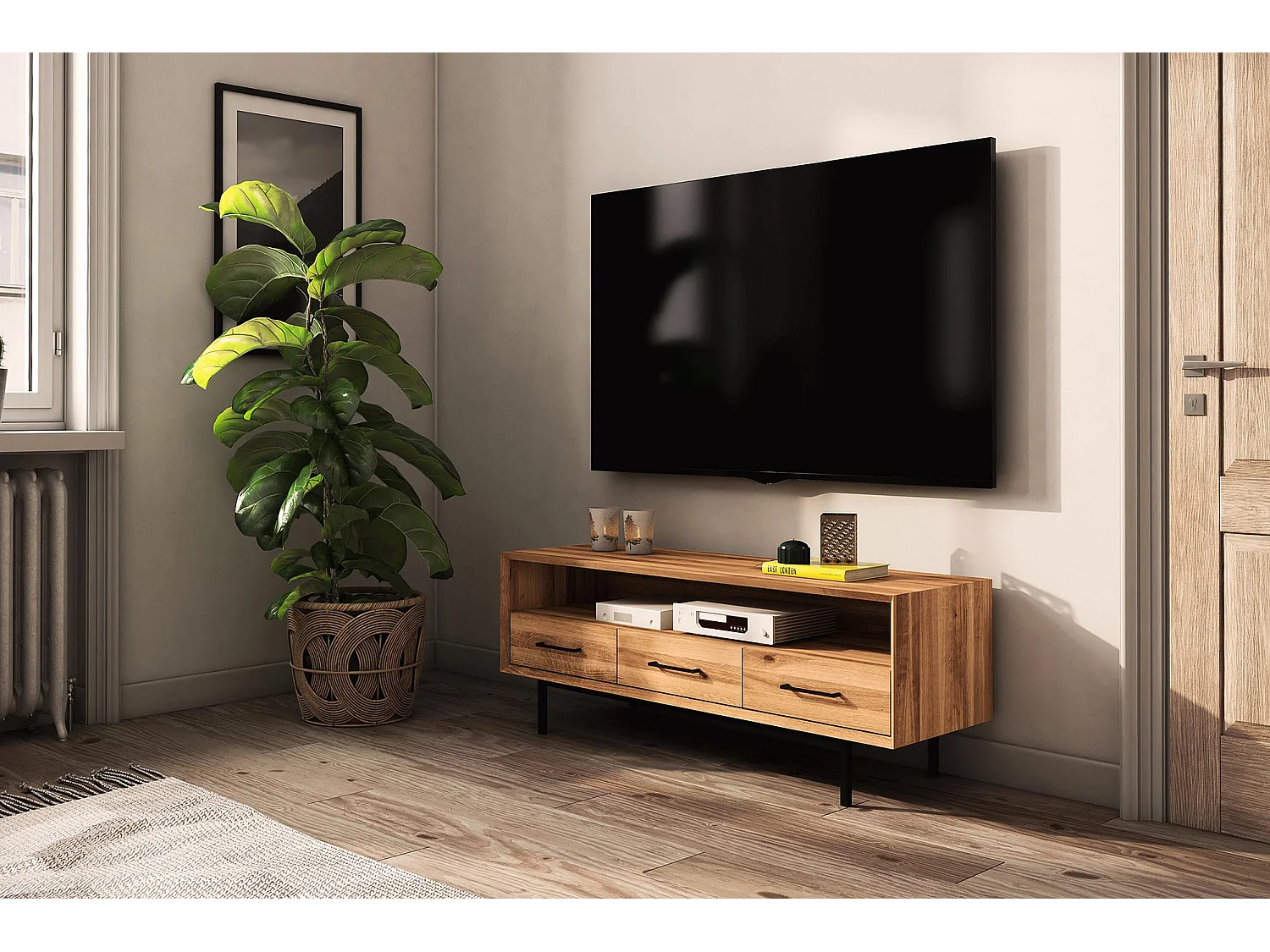 ABIES - TV-Möbel mit Schubladen aus Wildeiche naturgeölt