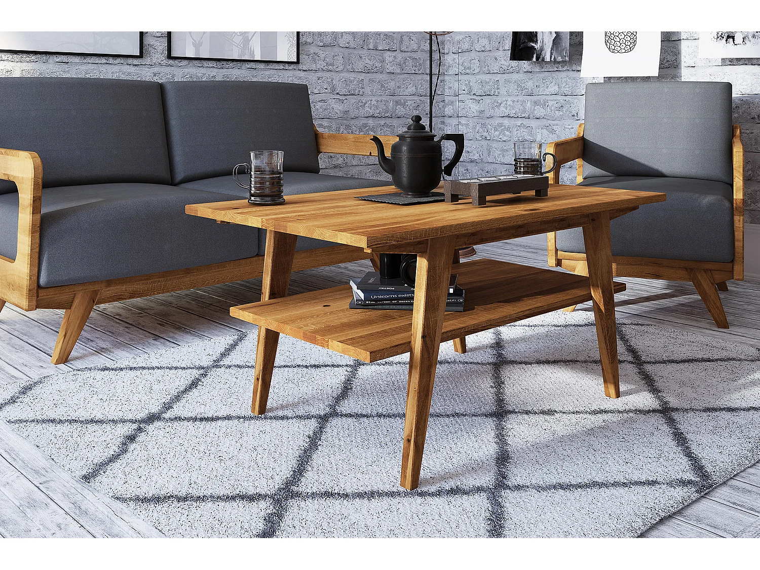 RETRO - Couchtisch aus Wileiche, naturgeölt 60x110