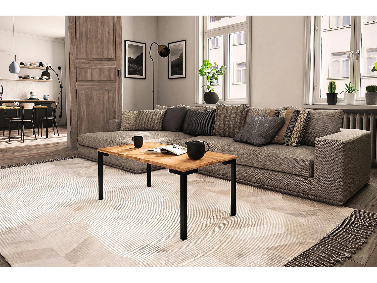 ABIES - Couchtisch aus Wileiche, naturgeölt 60x110