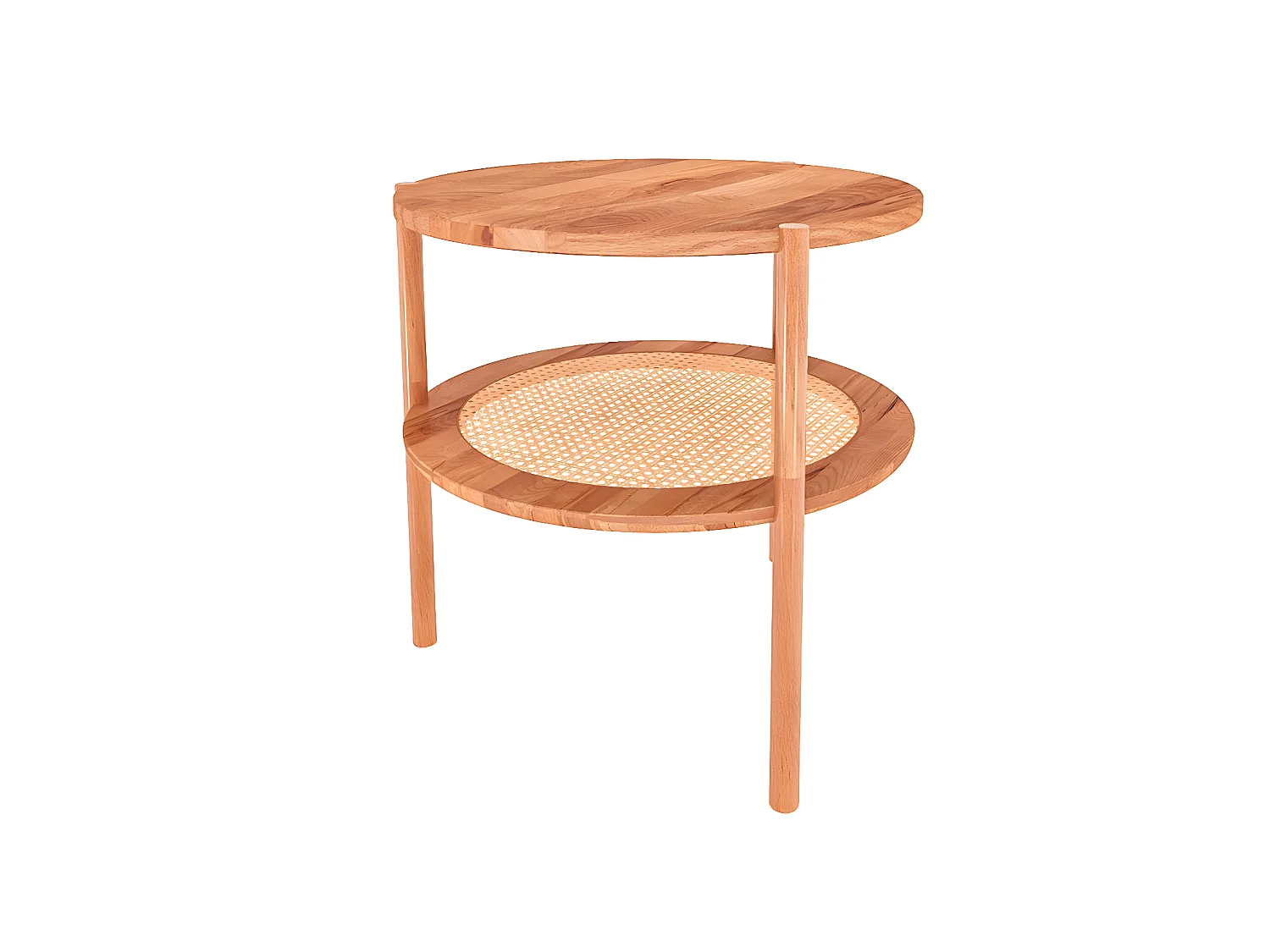 POLA - Hoher Couchtisch mit Rattan aus Kernbuche, naturgeölt Φ50