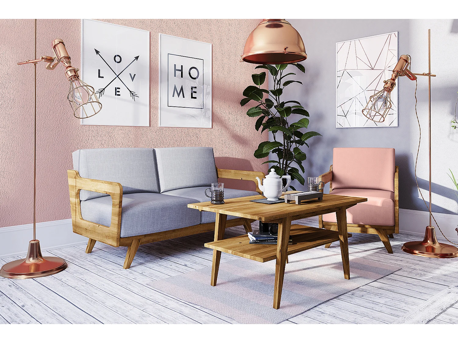 RETRO - Couchtisch aus Wileiche, naturgeölt 60x80