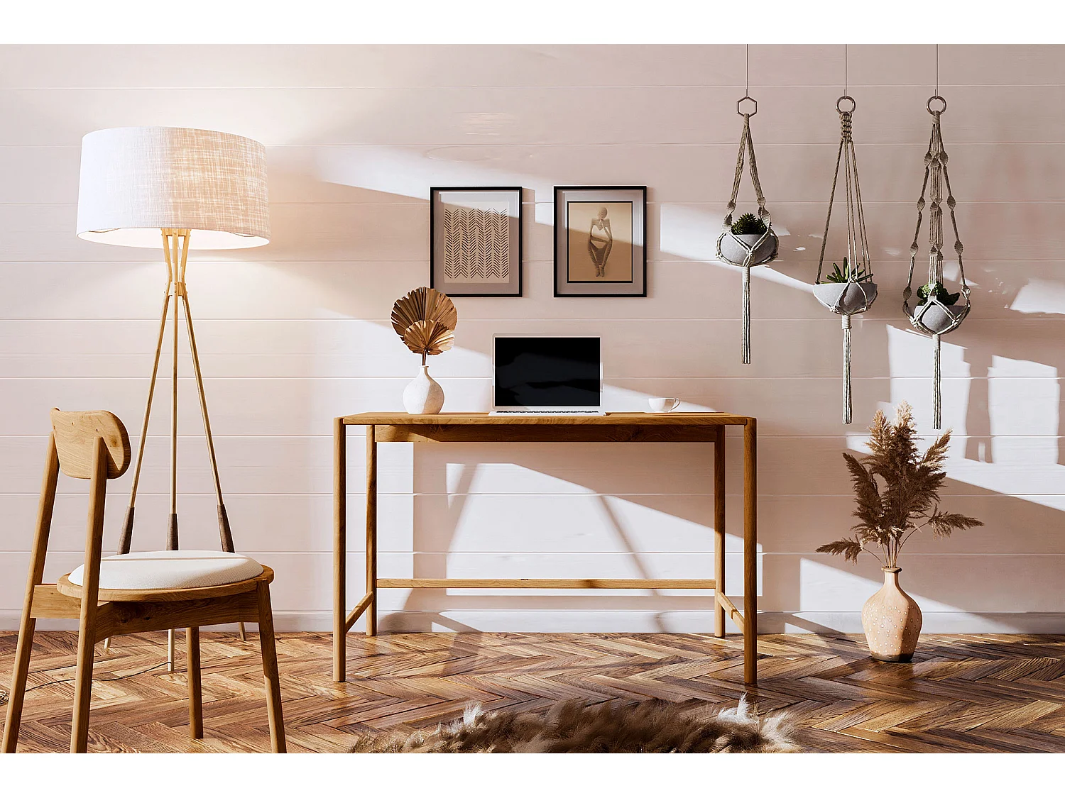 POLA - Schminktisch mit Schublade aus Wildeiche, naturgeölt