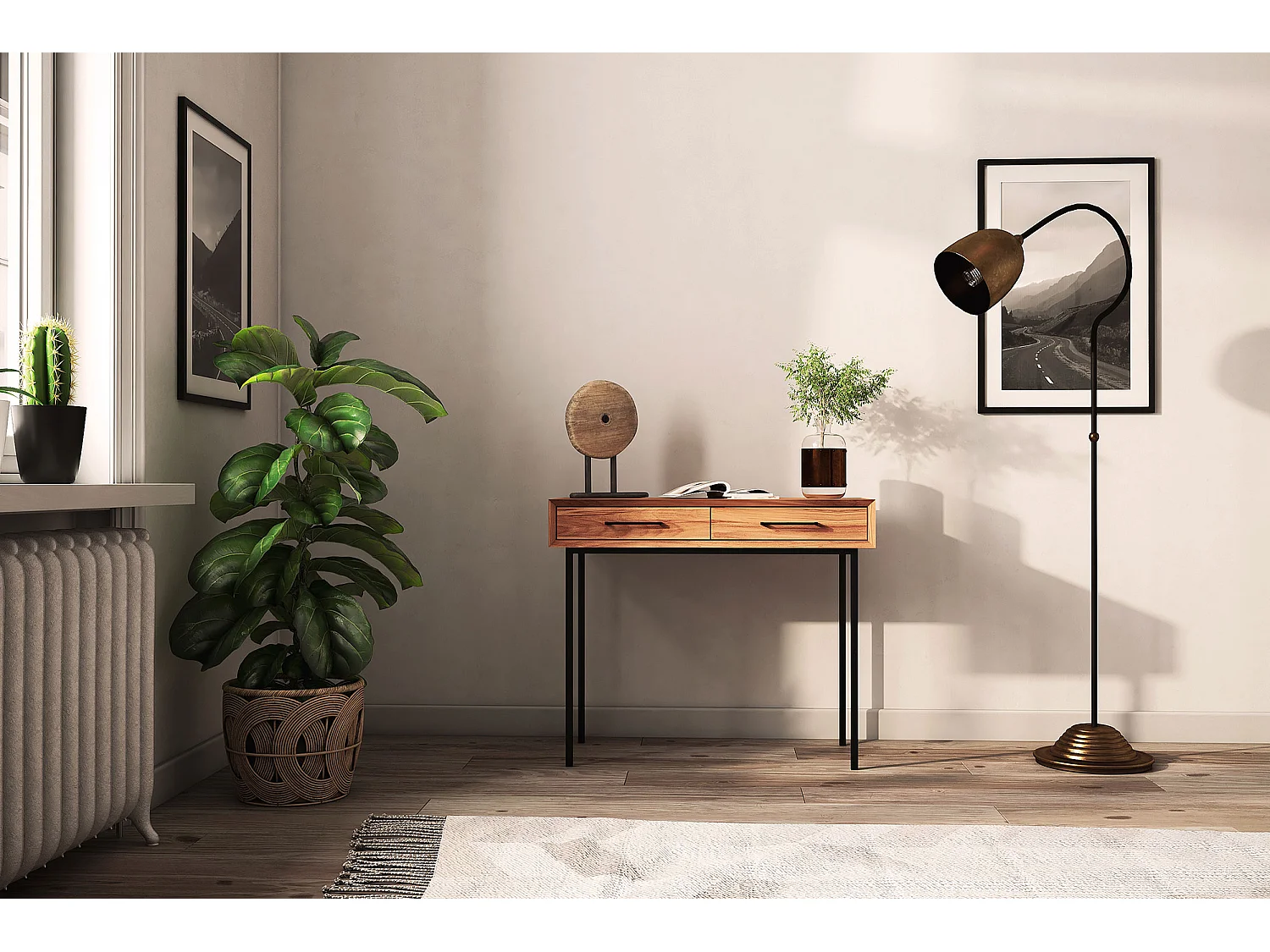 ABIES - Schminktisch mit Schubladen aus Kernbuche, naturgeölt