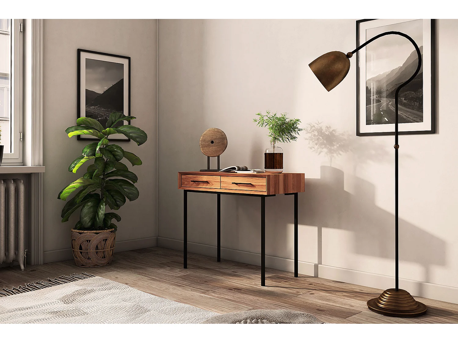 ABIES - Schminktisch mit Schubladen aus Kernbuche, naturgeölt