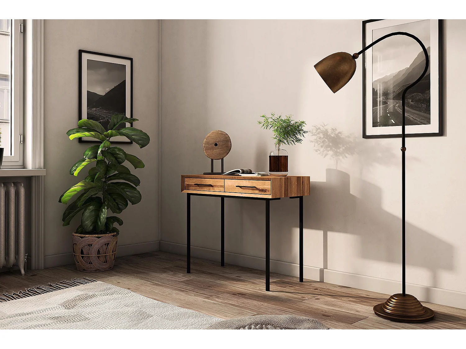 ABIES - Coiffeuse avec tiroirs en chêne sauvage, finition à l'huile naturelle