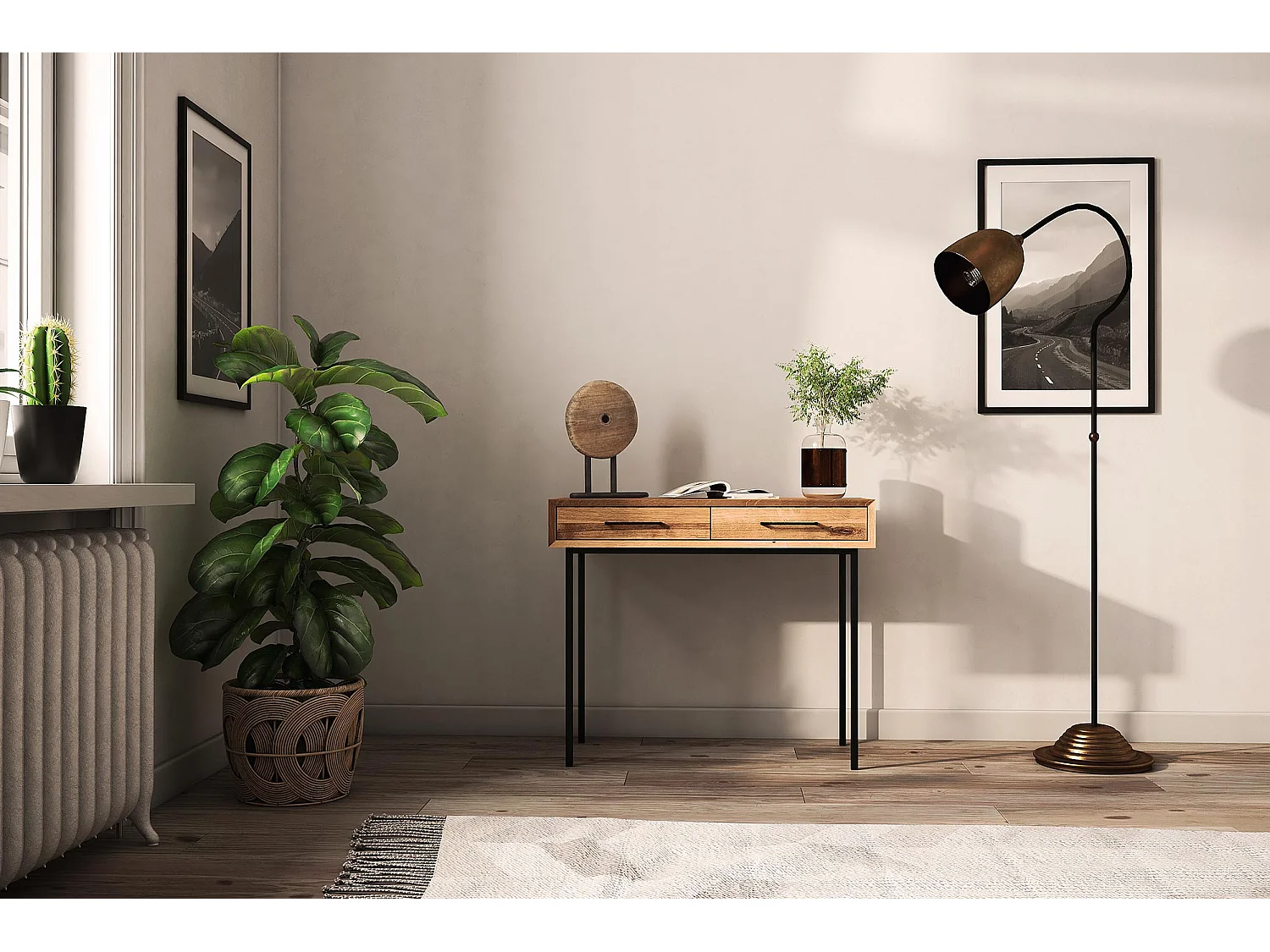 ABIES - Coiffeuse avec tiroirs en chêne sauvage, finition à l'huile naturelle