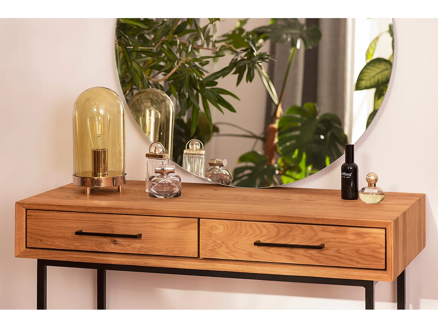 ABIES - Coiffeuse avec tiroirs en chêne sauvage, finition à l'huile naturelle