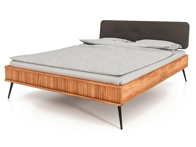 KULA - Bett mit Polsterkopfteil 180 x 200 aus Kernbuche naturgeölt