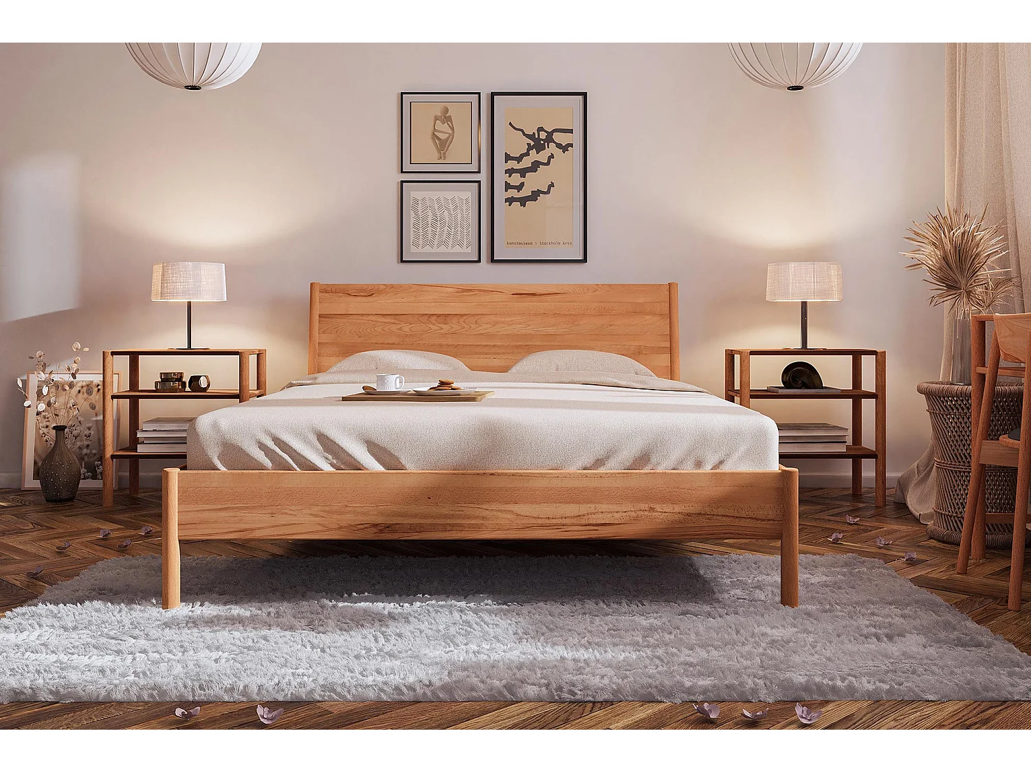 POLA - Bettgestell mit Holzkopfteil 180 x 200 aus Kernbuche naturgeölt