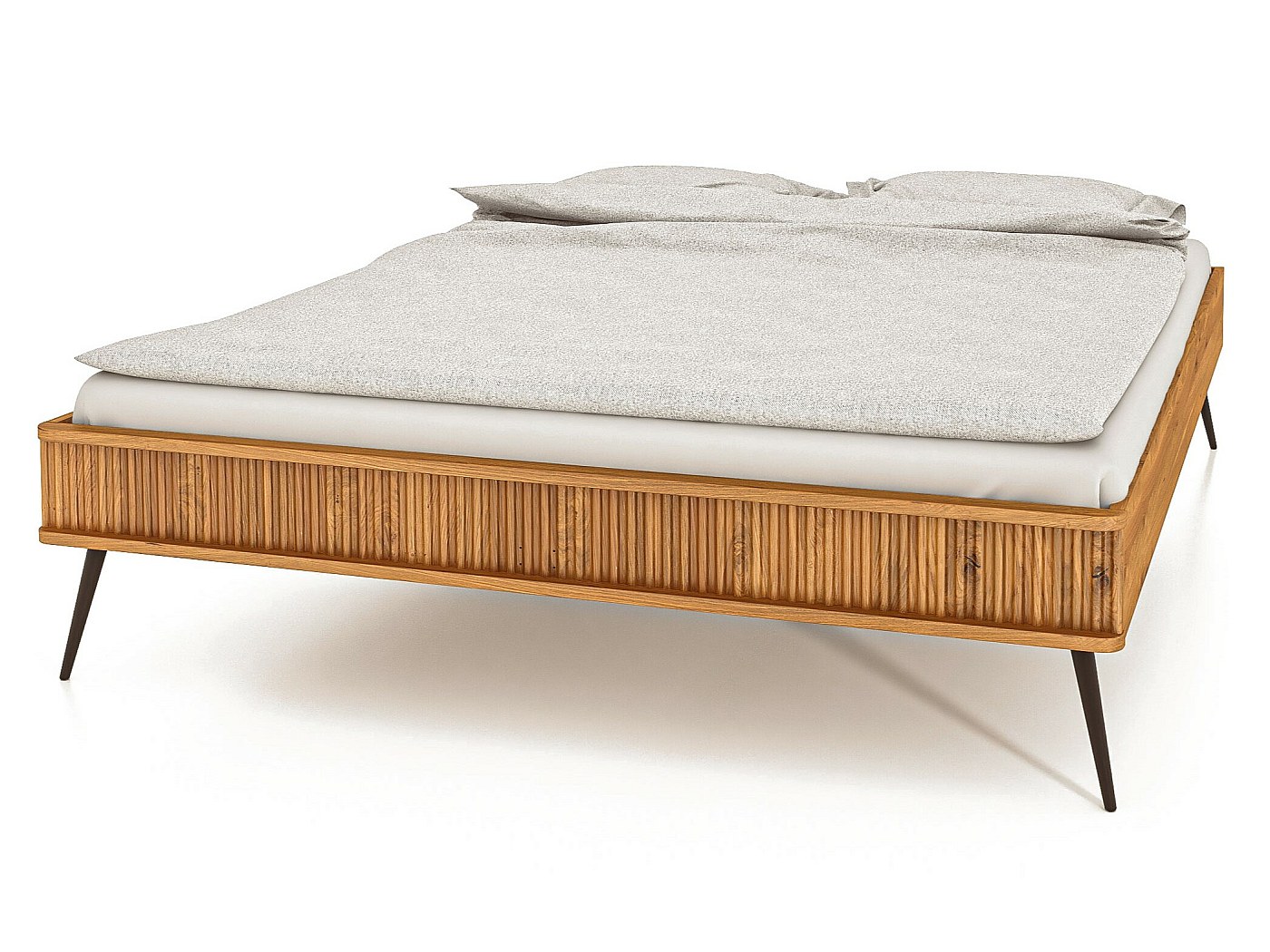 Einzelbett 90x200 Mit Schublade & LED - PU-Leder Bettgestell Grau