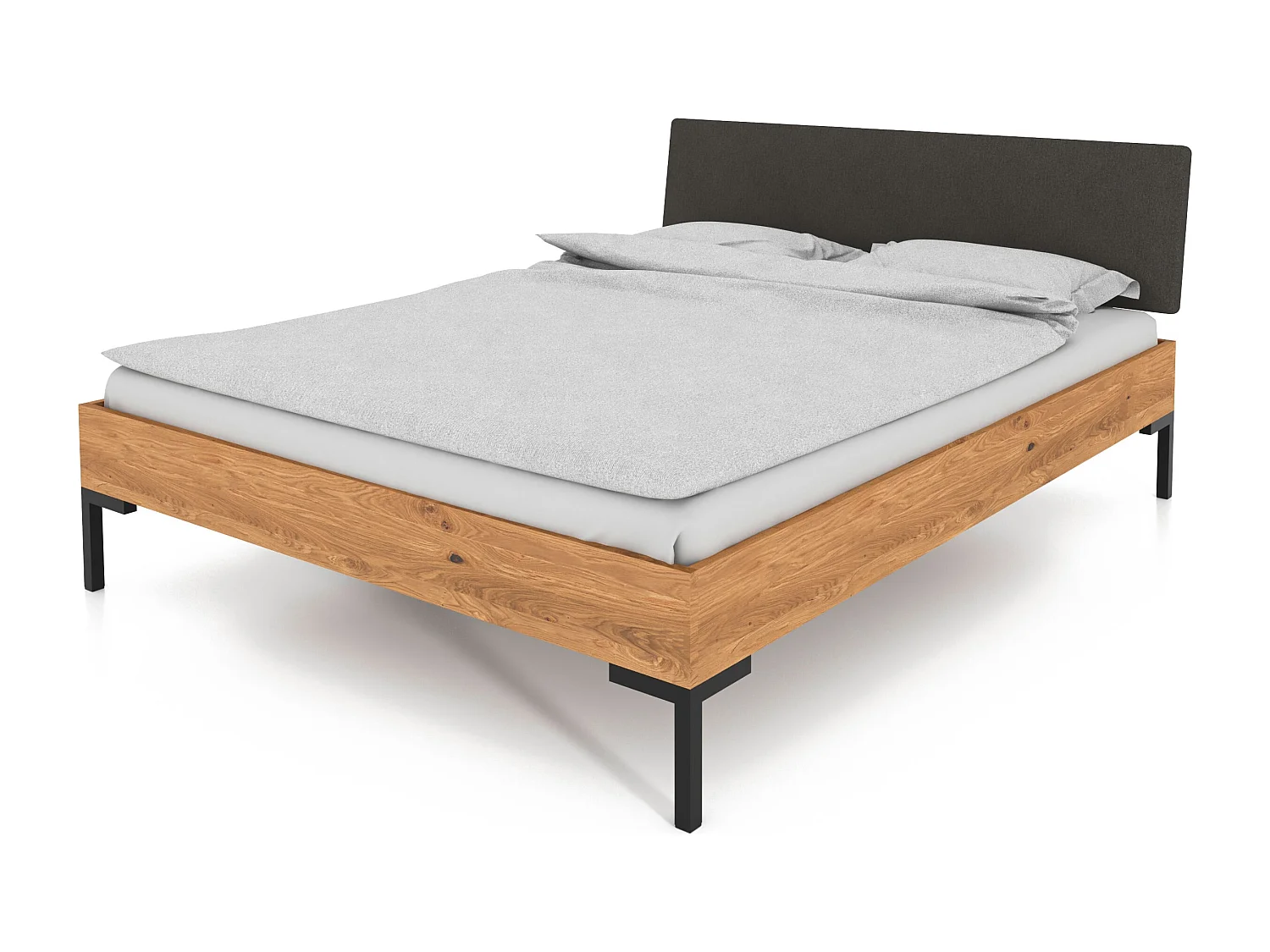 LEON 1 - Letto in legno massello 100 x 200 cm in rovere selvatico oliato