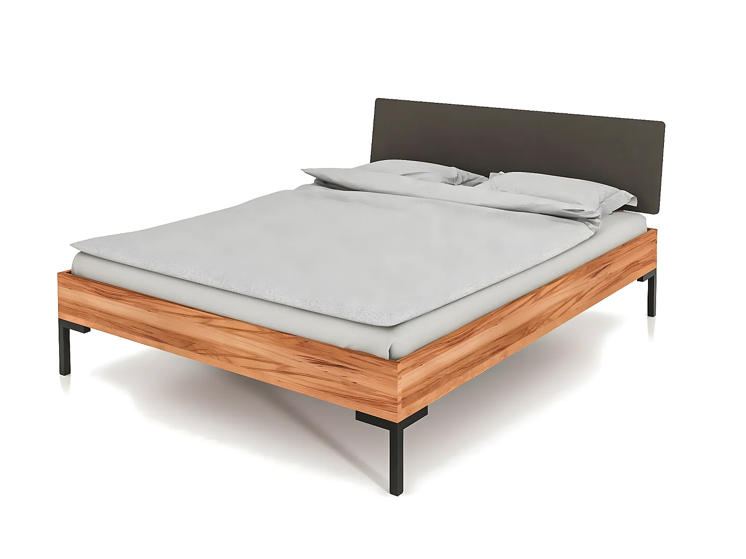 ABIES - Bett mit Polsterkopfteil 160 x 200 aus Kernbuche naturgeölt