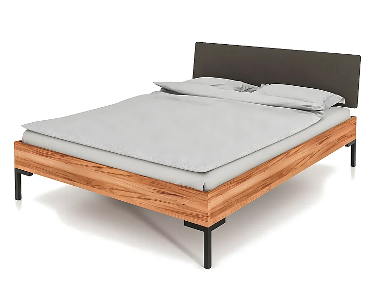 ABIES - Bett mit Polsterkopfteil 160 x 200 aus Kernbuche naturgeölt