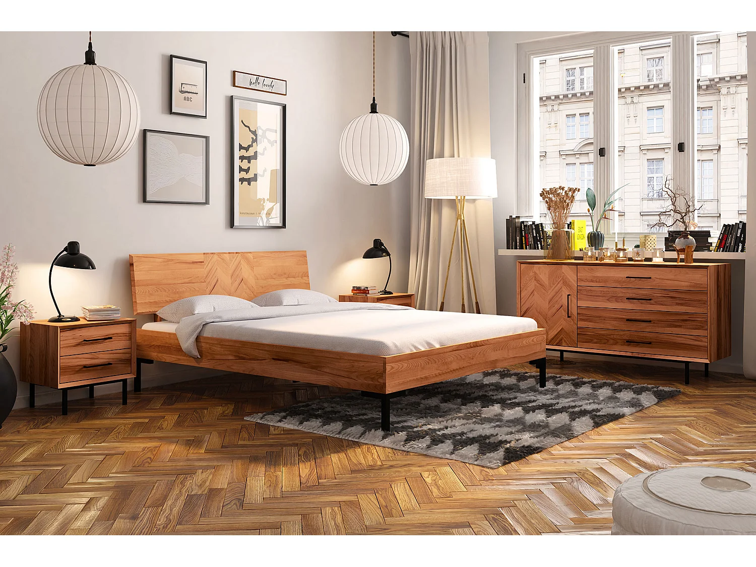 ABIES - Bettgestell mit Holzkopfteil 160 x 200 aus Kernbuche naturgeölt