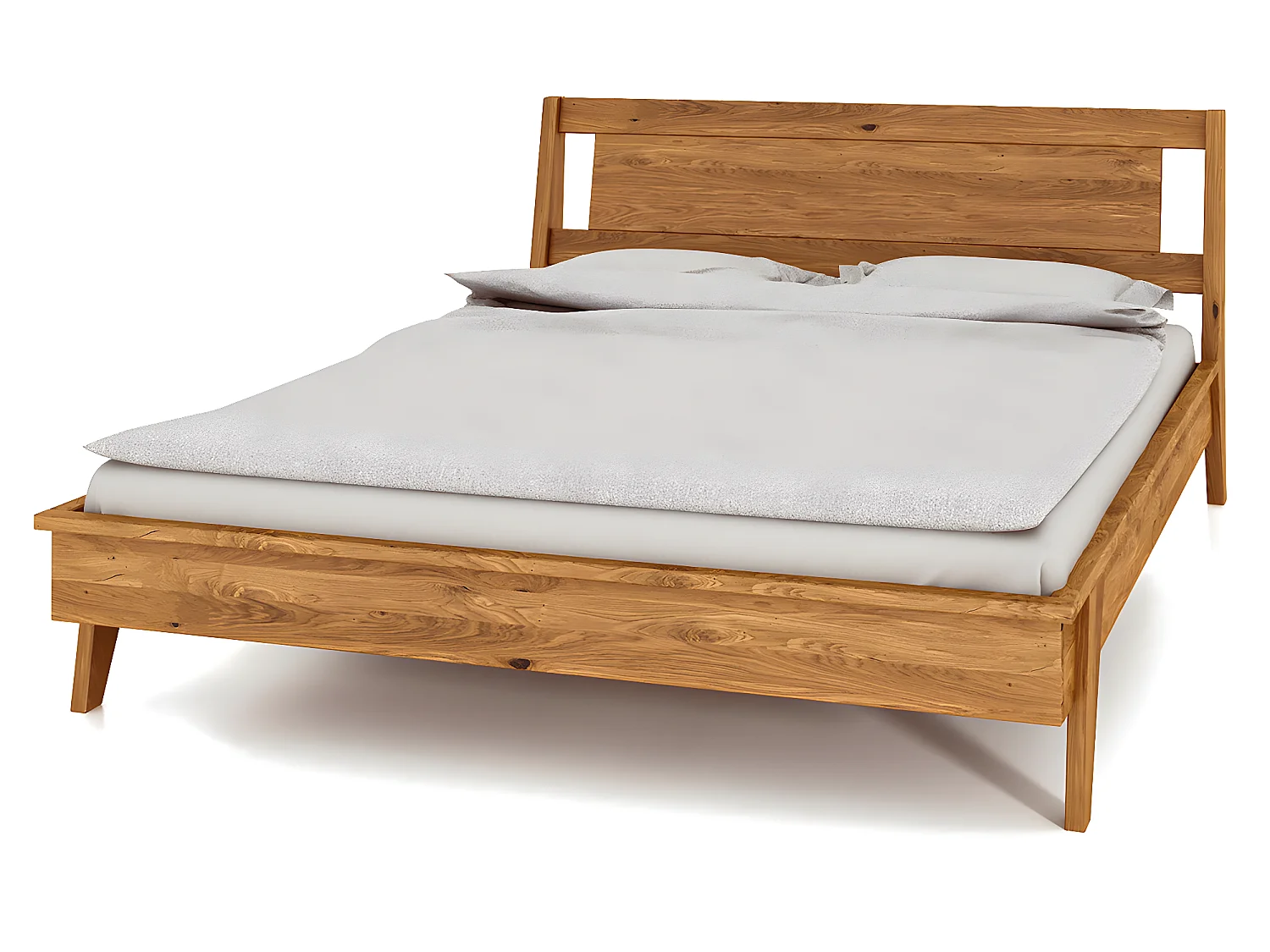 RETRO - Bettgestell mit Holzkopfteil 180 x 200 aus Wildeiche naturgeölt