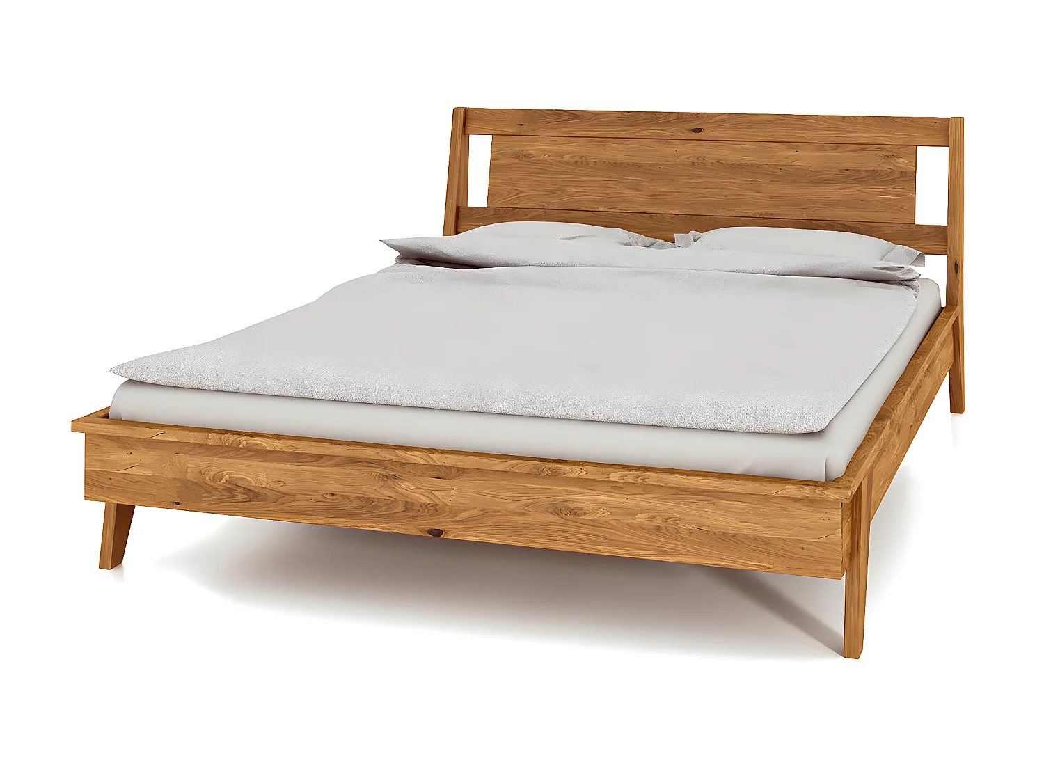 RETRO - Bettgestell mit Holzkopfteil 160 x 200 aus Wildeiche naturgeölt
