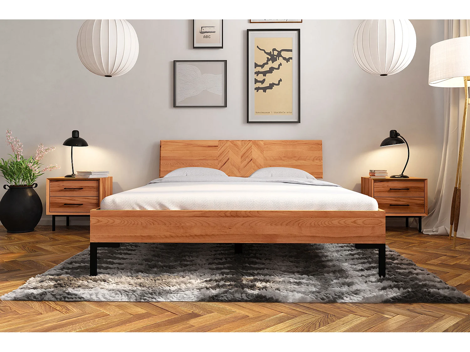 ABIES - Bettgestell mit Holzkopfteil 180 x 200 aus Kernbuche naturgeölt