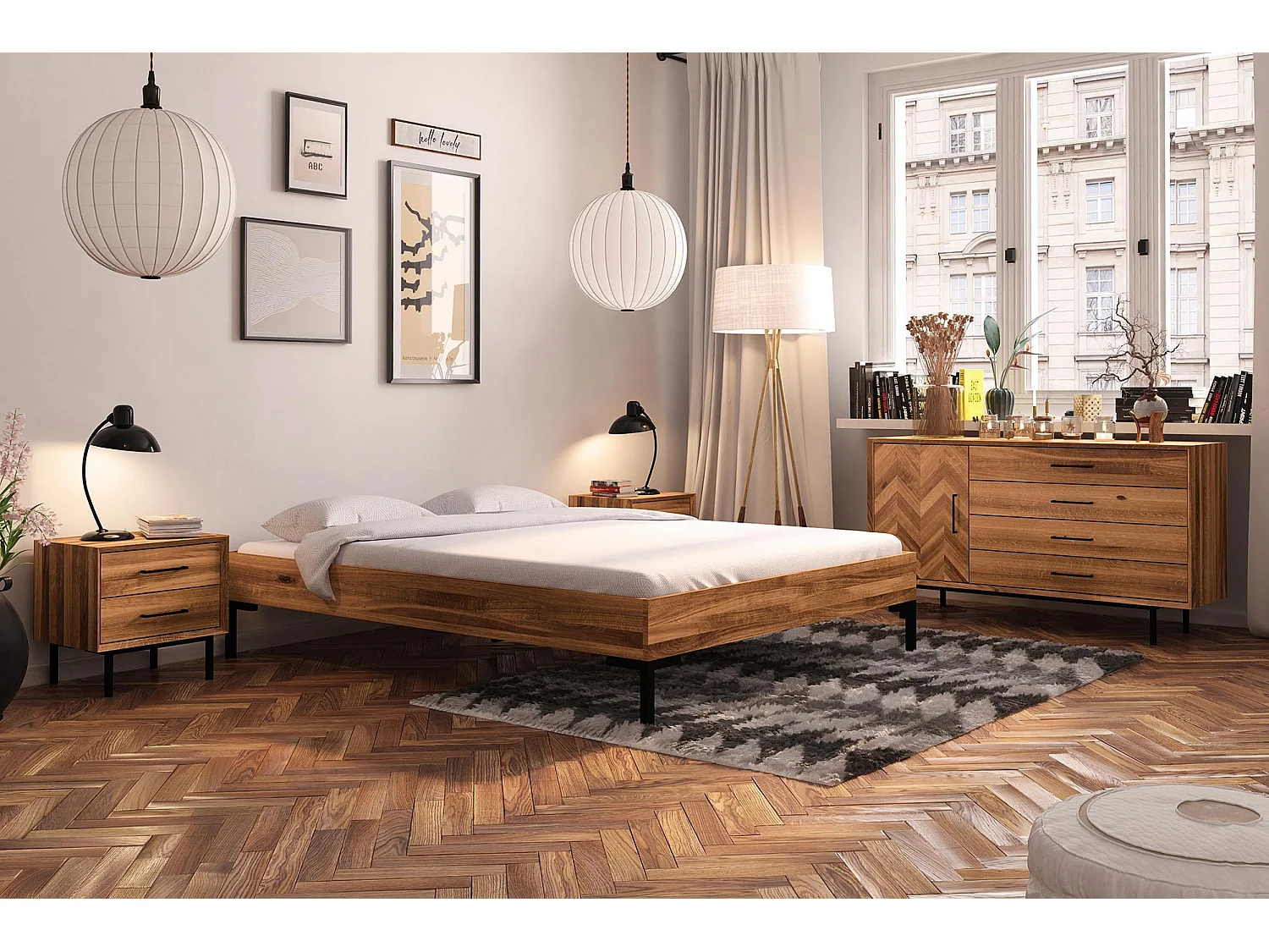 ABIES - Bettgestell ohne kopfteil 160 x 200 aus Wildeiche naturgeölt