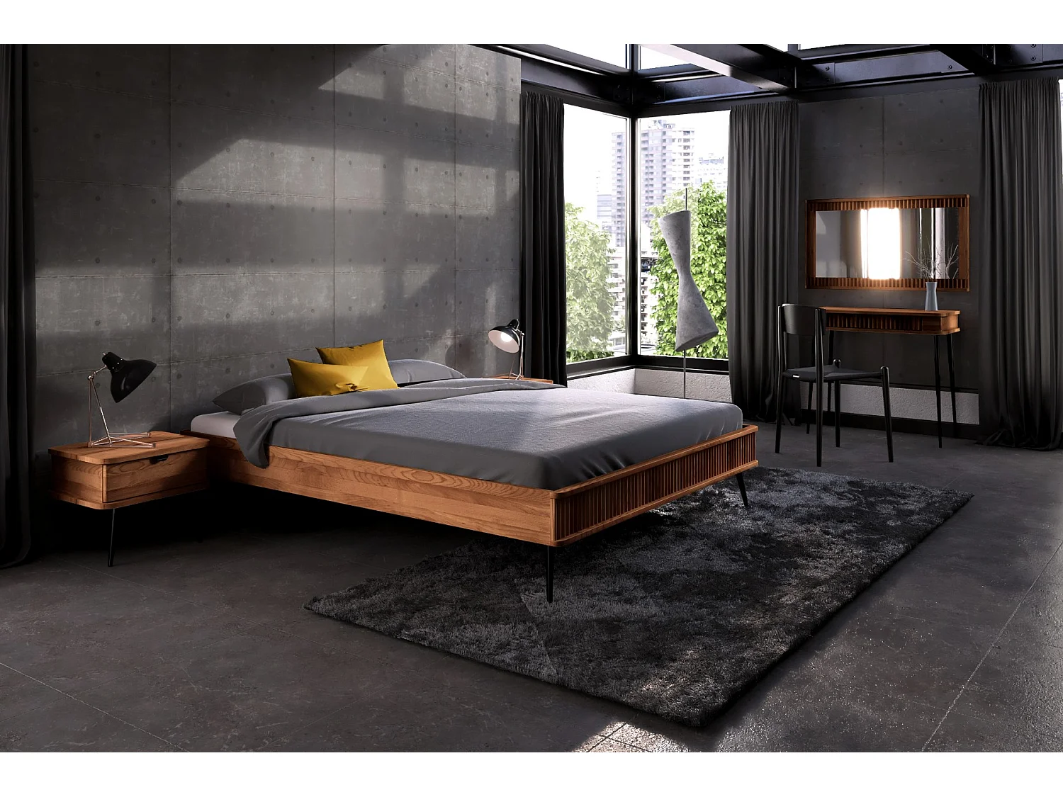 KULA - Bettgestell ohne kopfteil 180 x 200 aus Kernbuche naturgeölt