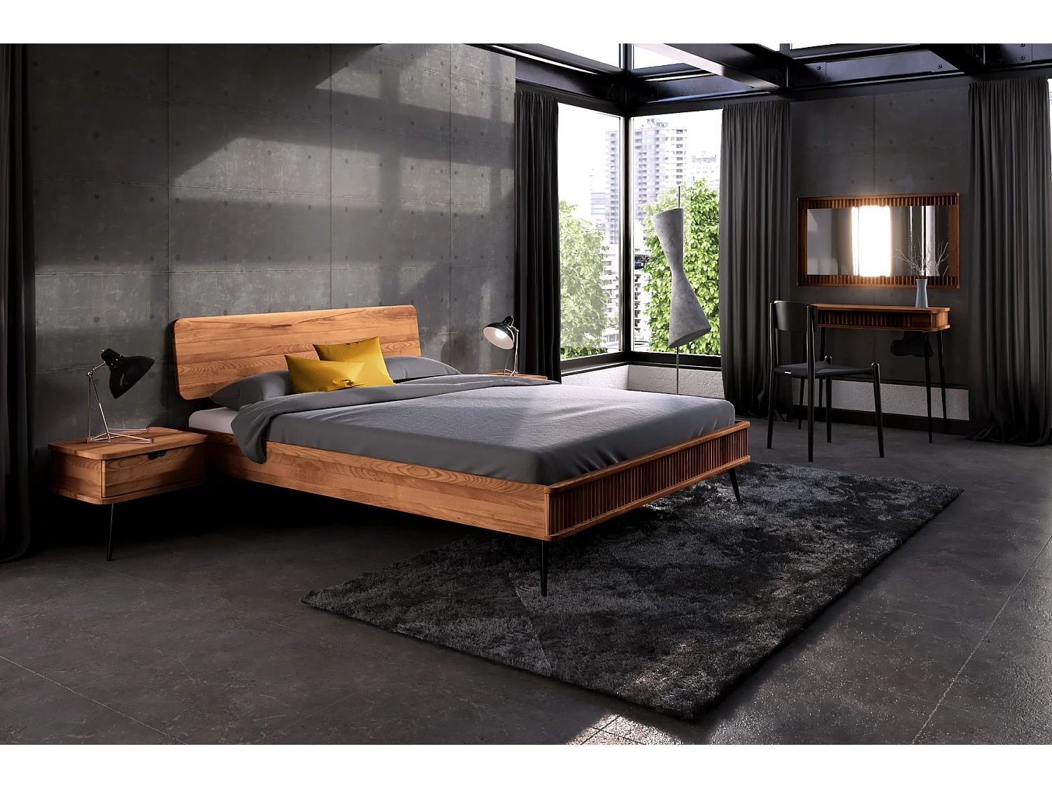 KULA - Bettgestell mit Holzkopfteil 100 x 200 aus Kernbuche naturgeölt