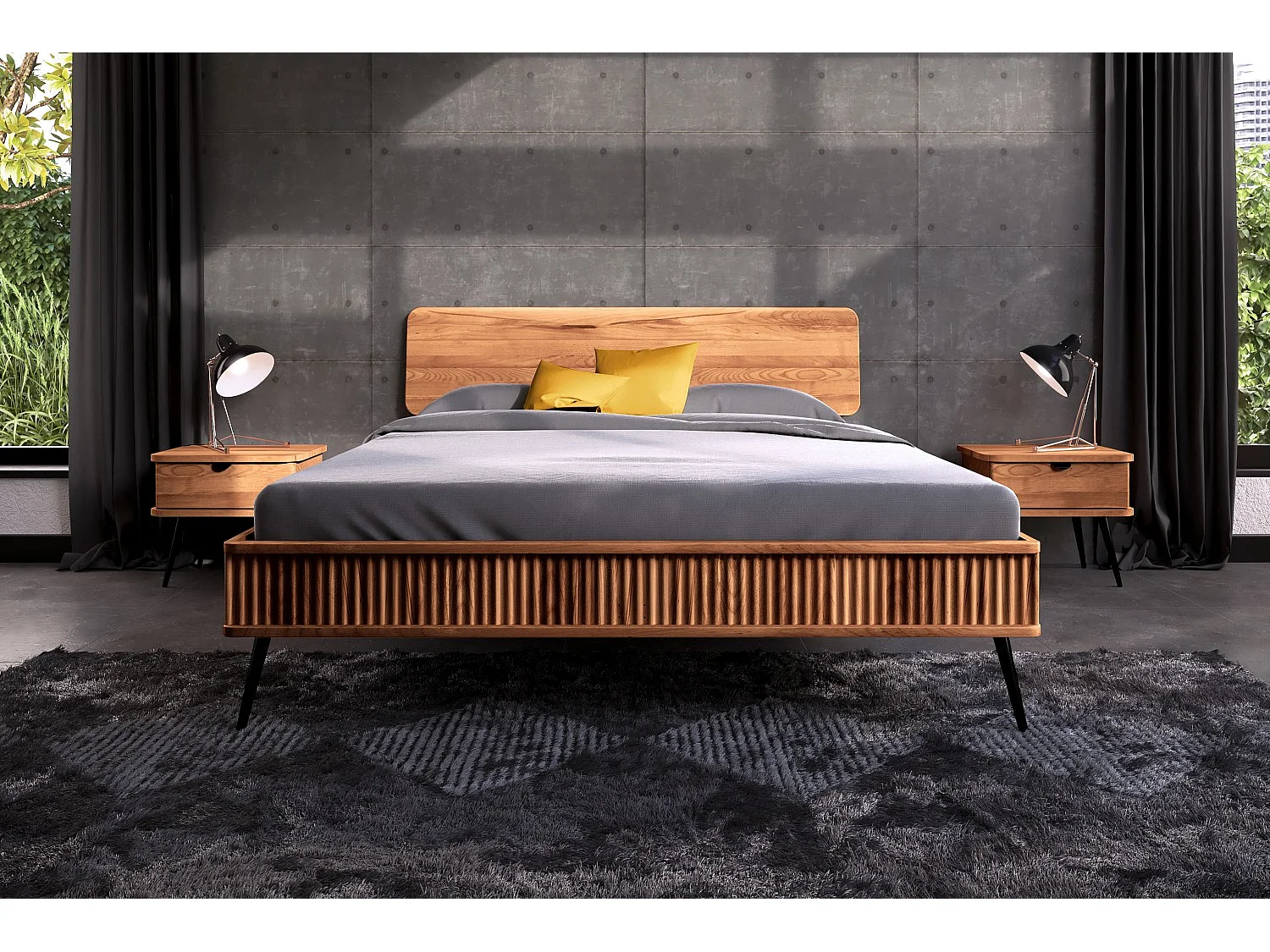 KULA - Bettgestell mit Holzkopfteil 100 x 200 aus Kernbuche naturgeölt