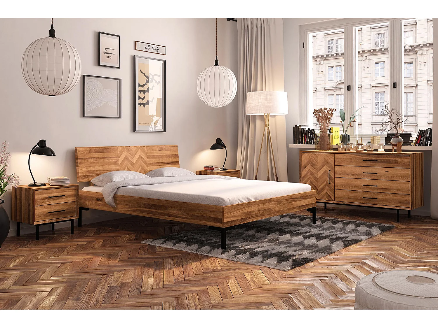 ABIES - Bettgestell mit Holzkopfteil 180 x 200 aus Wildeiche naturgeölt