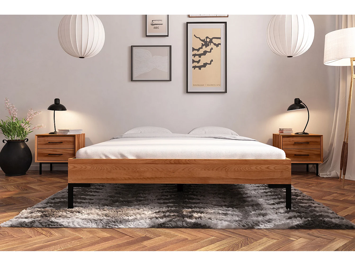 ABIES - Bettgestell ohne kopfteil 100 x 200 aus Kernbuche naturgeölt