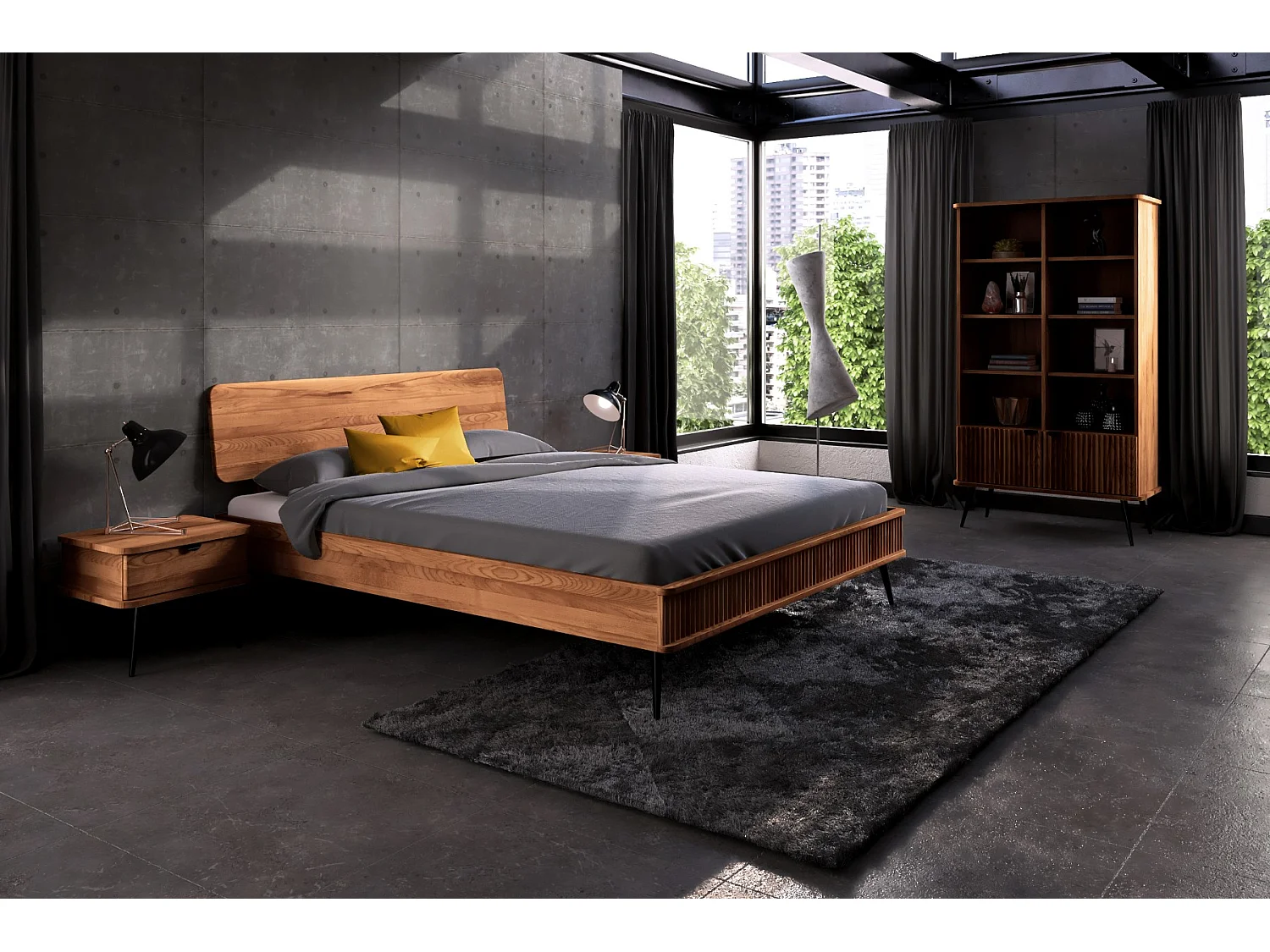 KULA - Bettgestell mit Holzkopfteil 180 x 200 aus Kernbuche naturgeölt