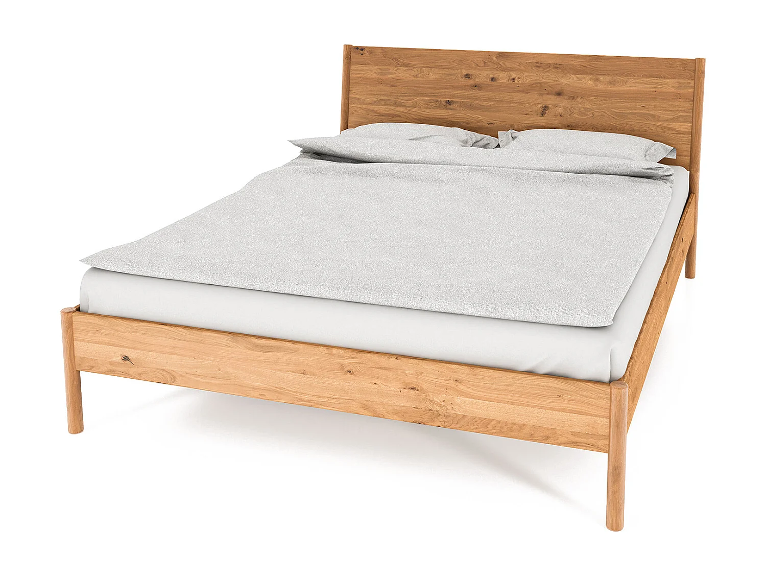 POLA - Bettgestell mit Holzkopfteil 160 x 200 aus Wildeiche naturgeölt