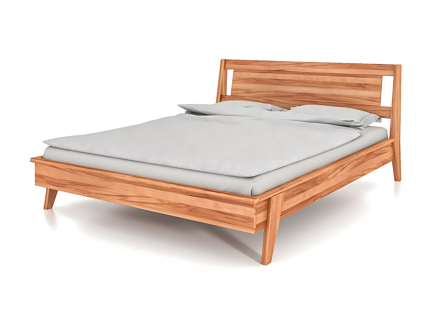 RETRO - Bettgestell mit Holzkopfteil 160 x 200 aus Kernbuche naturgeölt