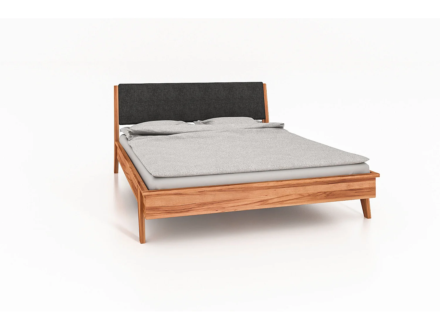 RETRO - Bett mit Polsterkopfteil 100 x 200 aus Kernbuche naturgeölt