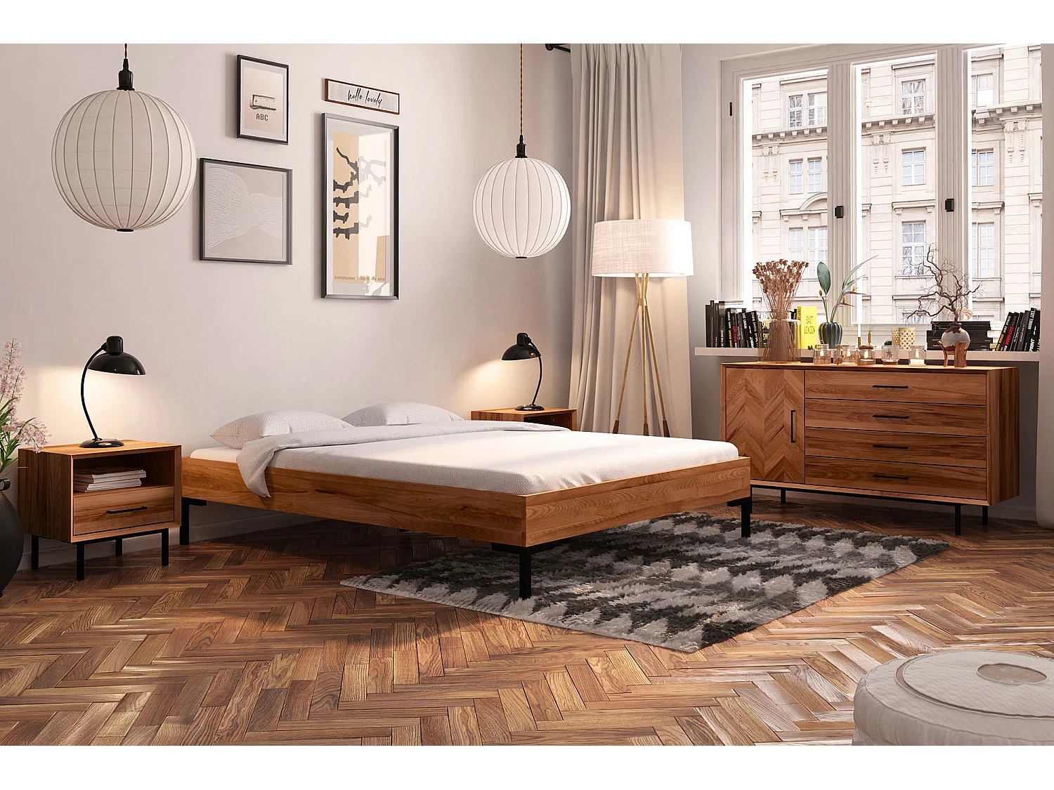 ABIES - Bettgestell ohne kopfteil 180 x 200 aus Kernbuche naturgeölt